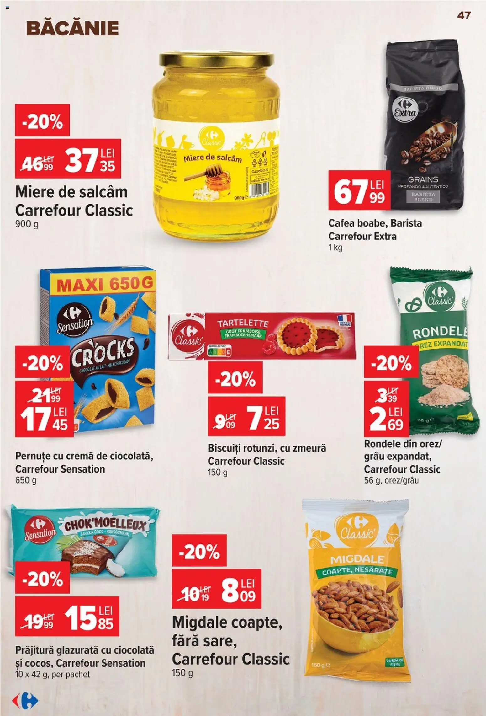 Catalog Carrefour 5 - 10 August 2026 | Pagina 47 | Produse: Prăjitură, Migdale, Cremă, Biscuiți