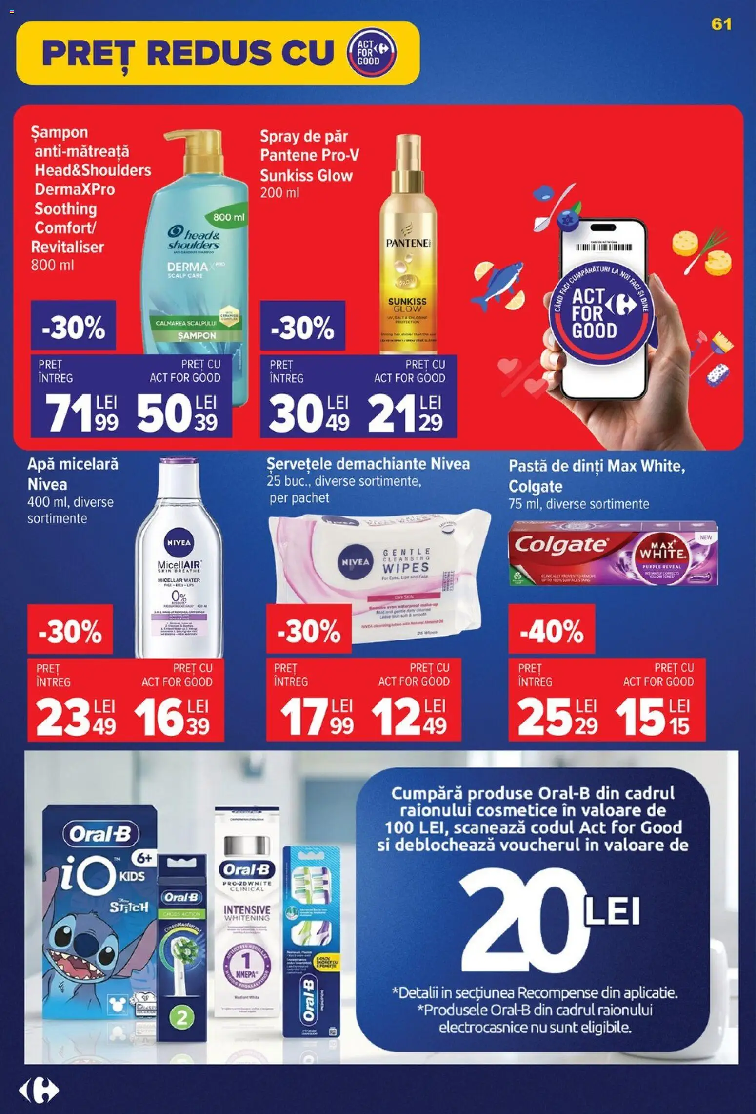 Catalog Carrefour 5 - 10 August 2026 | Pagina 61 | Produse: Spray de păr, Apă micelară, Pastă de dinți, Apă