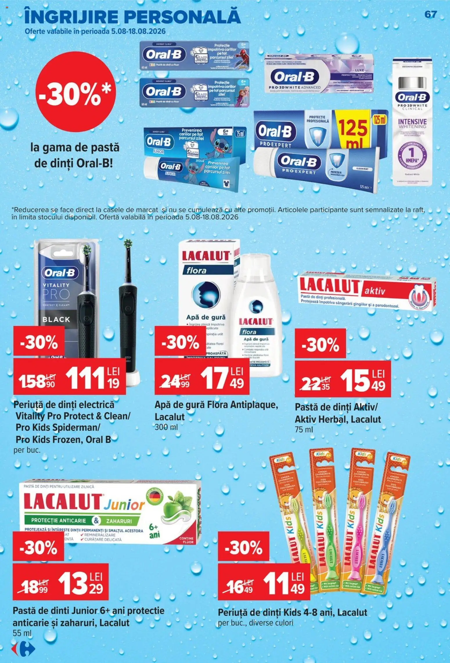 Catalog Carrefour 5 - 10 August 2026 | Pagina 67 | Produse: Periuță De Dinți Electrică, Pastă de dinți, Apă de gură, Apă