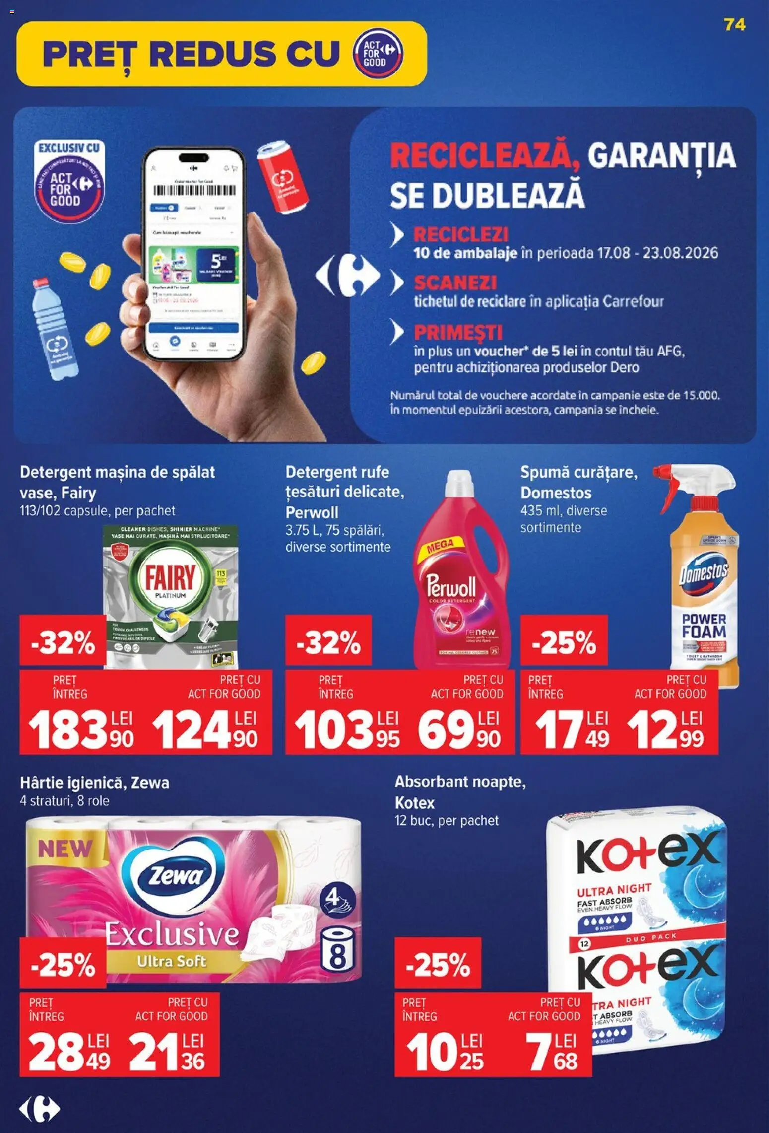 Catalog Carrefour 5 - 10 August 2026 | Pagina 74 | Produse: Mașină De Spălat, Role, Detergent