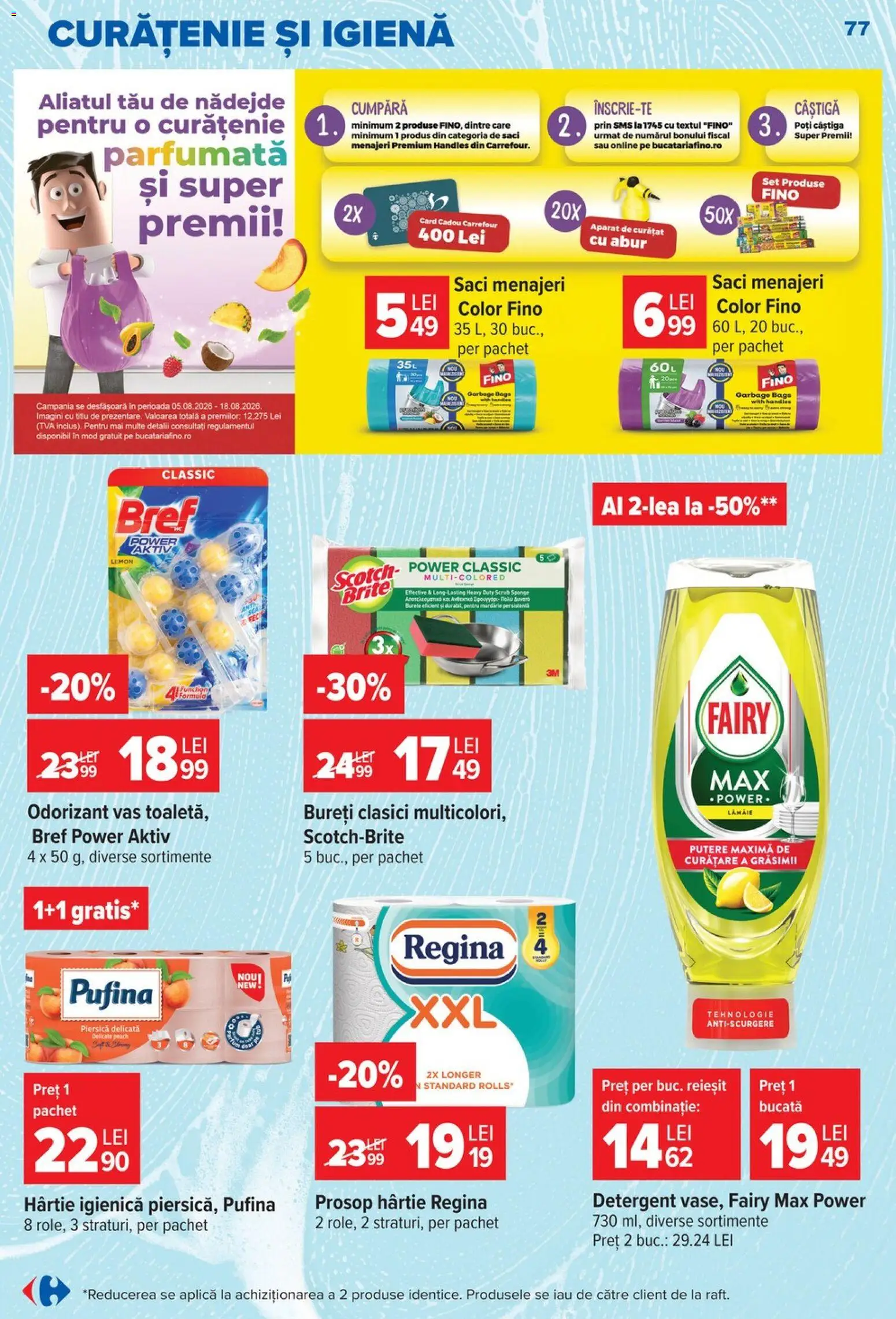 Catalog Carrefour 5 - 10 August 2026 | Pagina 77 | Produse: Saci menajeri, Burete, Detergent, Lămâie