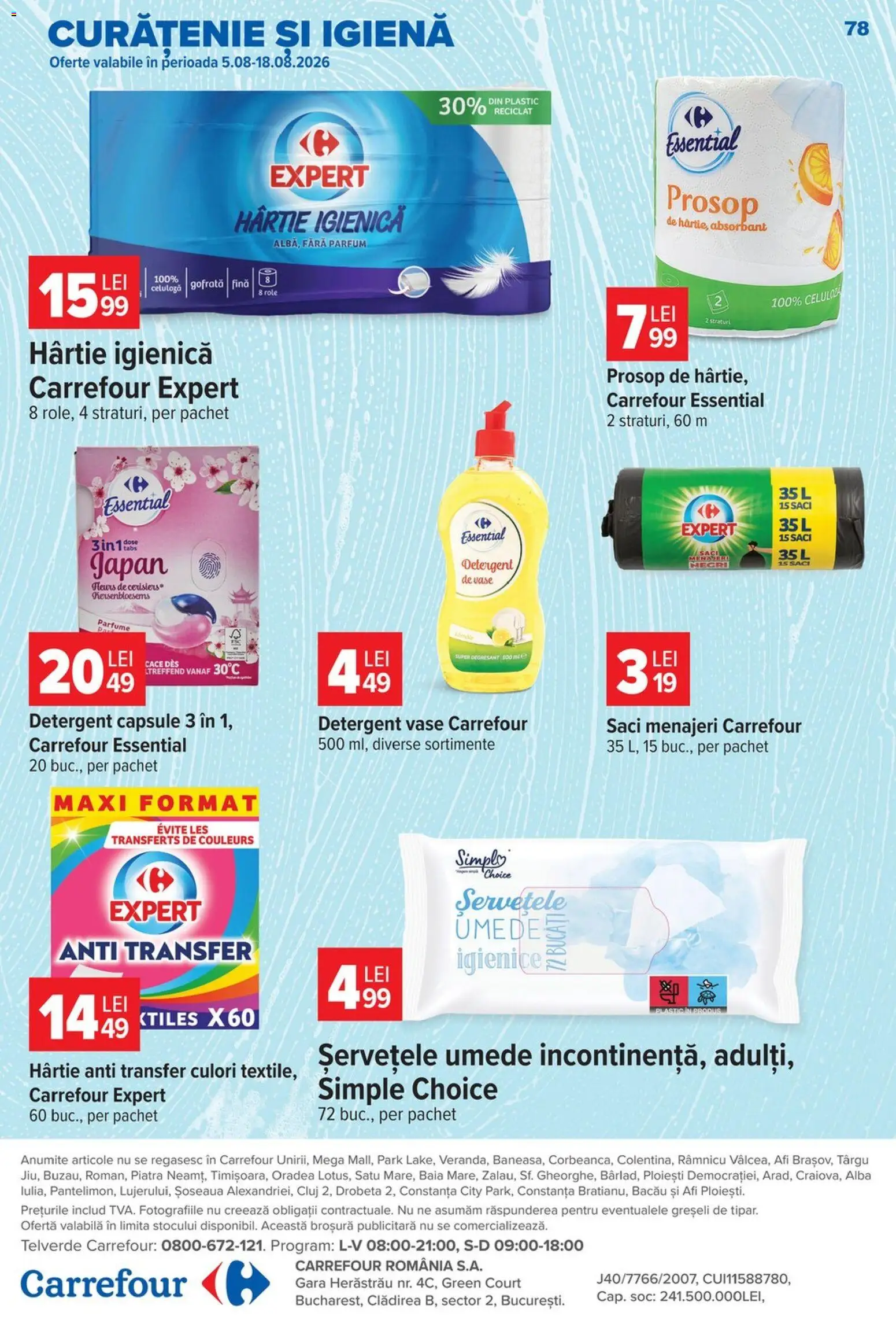 Catalog Carrefour 5 - 10 August 2026 | Pagina 78 | Produse: Saci menajeri, Parfum, Detergent, Șervețele umede