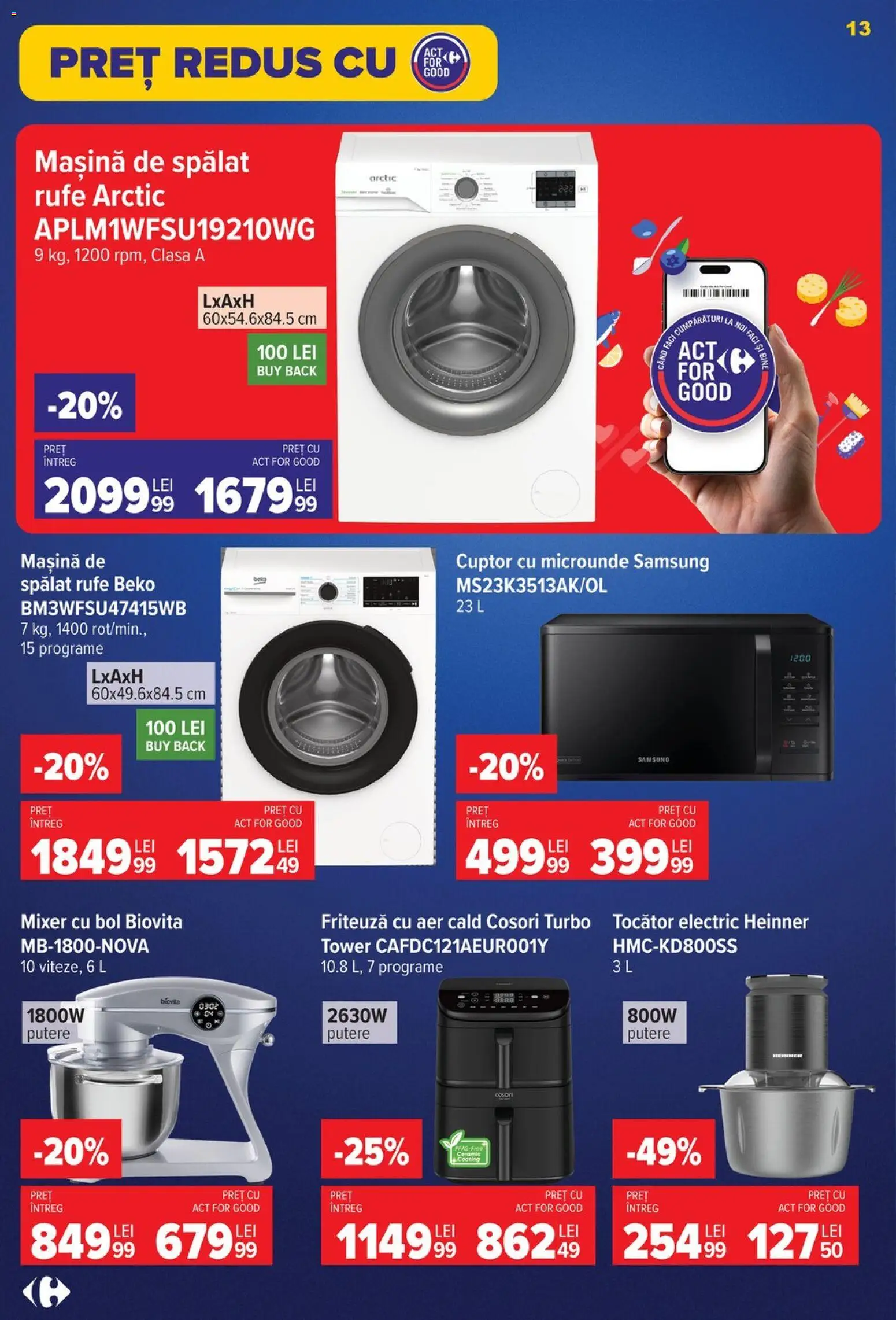 Catalog Carrefour 5 - 24 August 2026 | Pagina 13 | Produse: Cuptor Cu Microunde, Mixer, Bol, Tocător