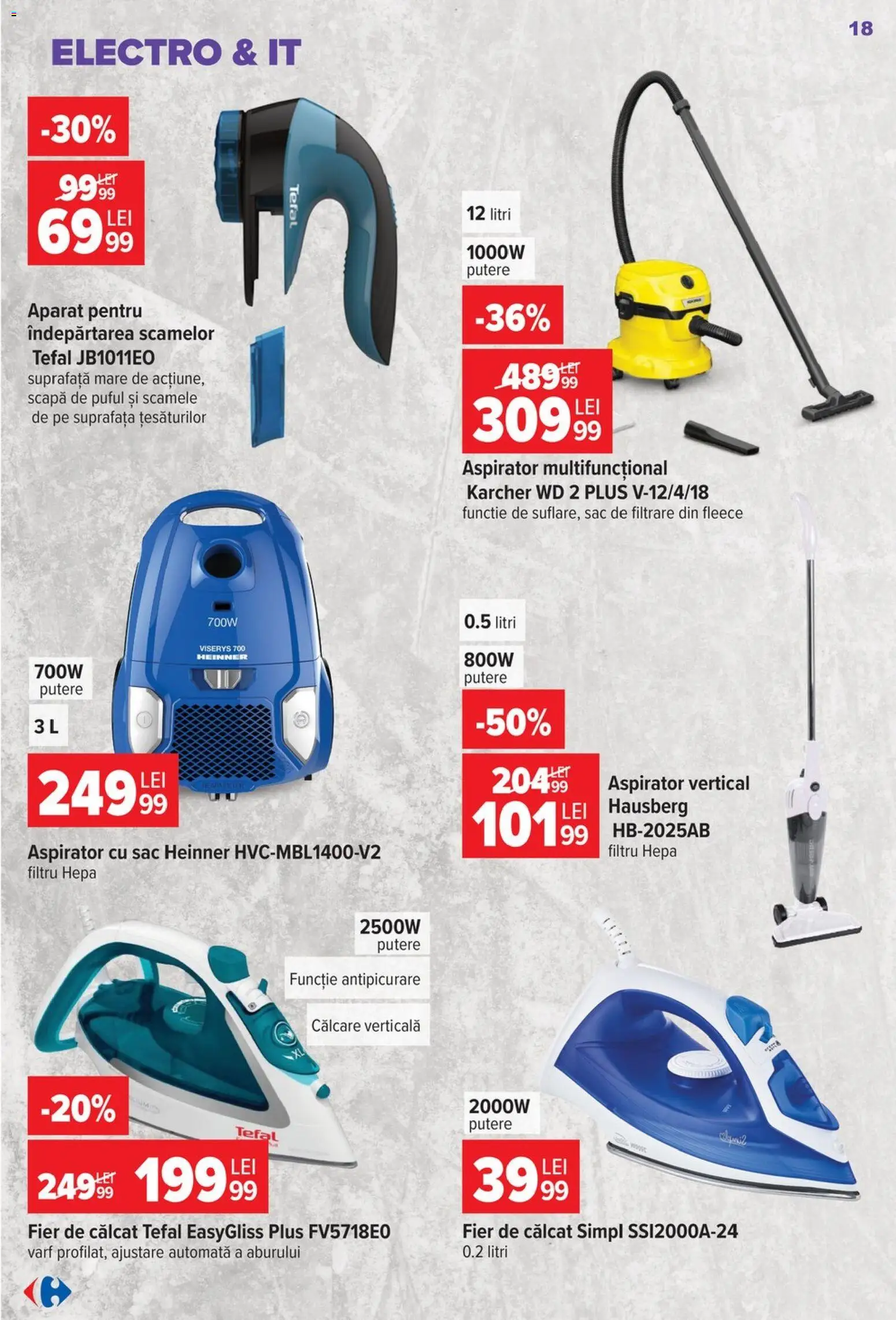 Catalog Carrefour 5 - 24 August 2026 | Pagina 18 | Produse: Fier de călcat, Aspirator