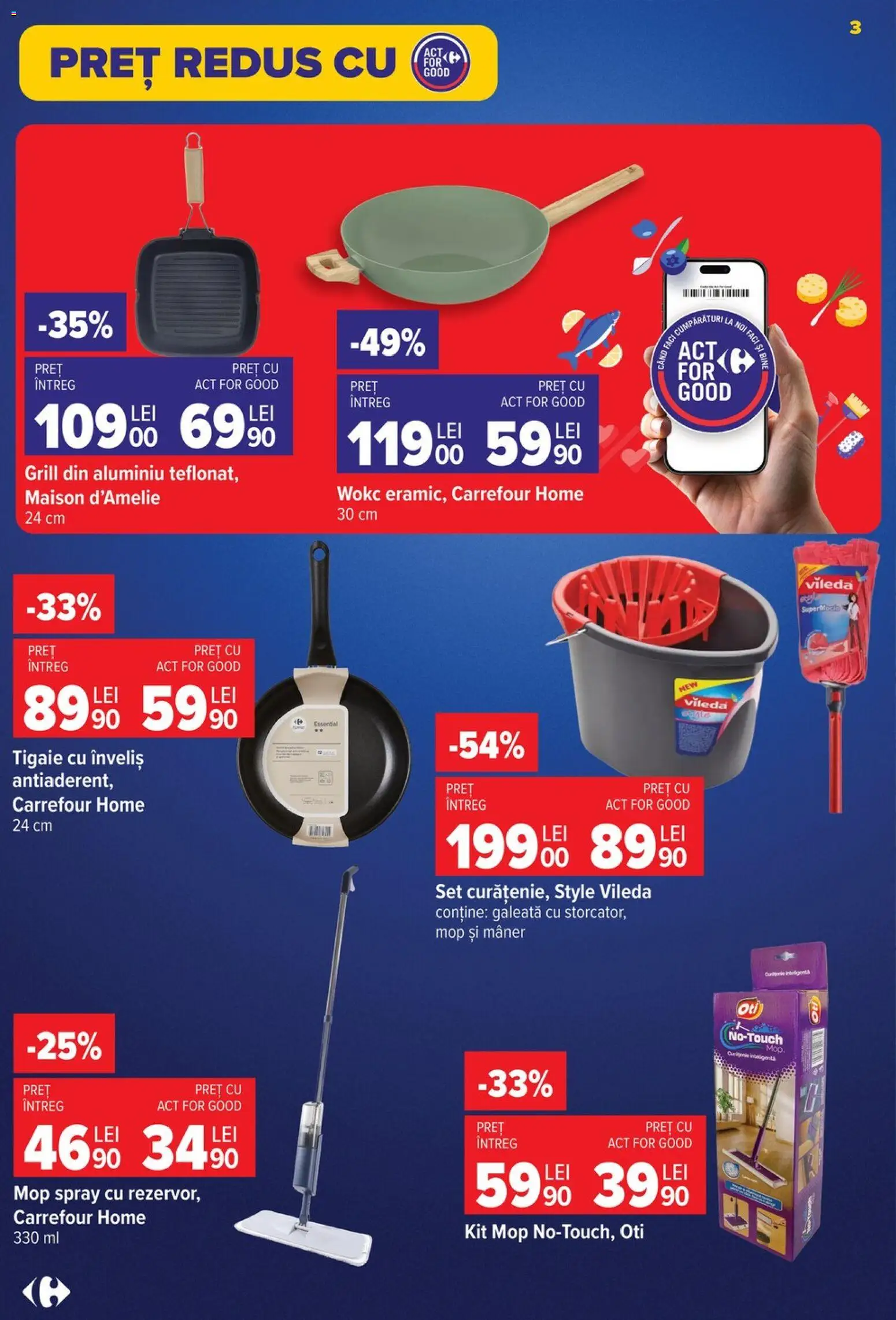 Catalog Carrefour 5 - 24 August 2026 | Pagina 3 | Produse: Delgeç, Tigaie, Grill, Mop