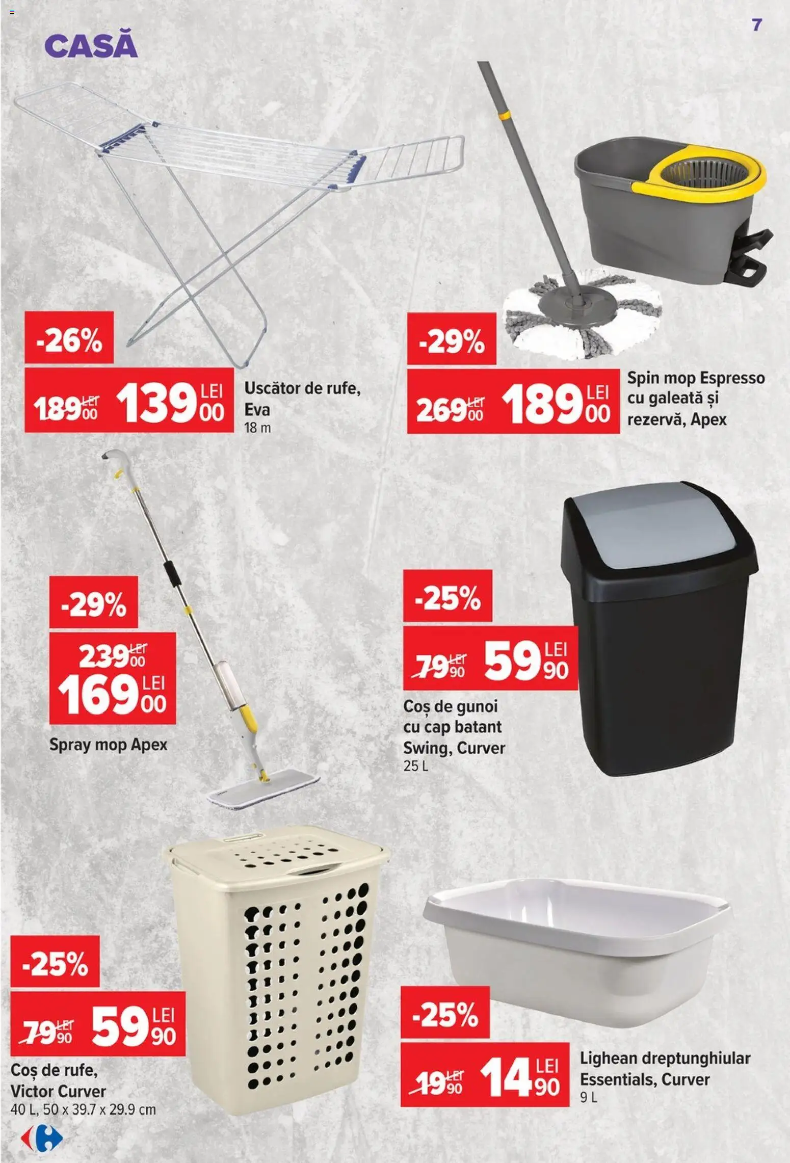 Catalog Carrefour 5 - 24 August 2026 | Pagina 7 | Produse: Uscător, Mop, Coș