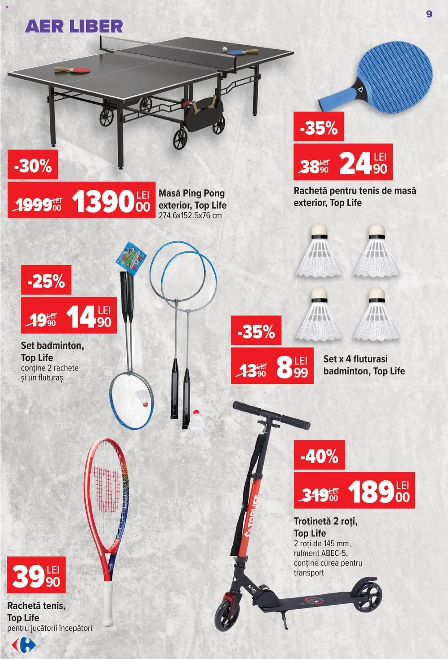 Catalog Carrefour 5 - 24 August 2026 | Pagina 9 | Produse: Curea, Top, Masă, Trotinetă