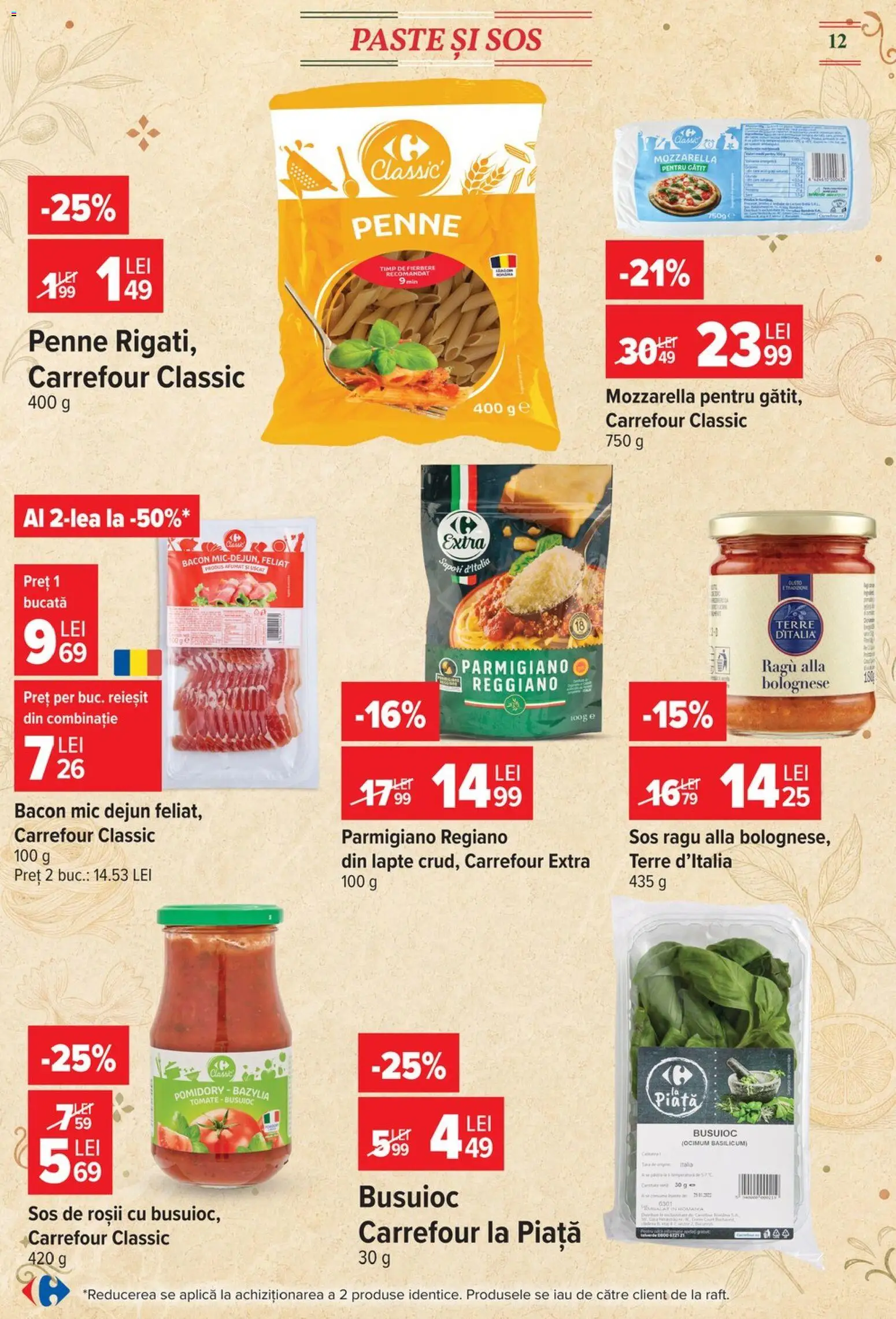 Catalog Carrefour 5 - 17 August 2026 | Pagina 12 | Produse: Bacon, Mozzarella, Paste, Sos