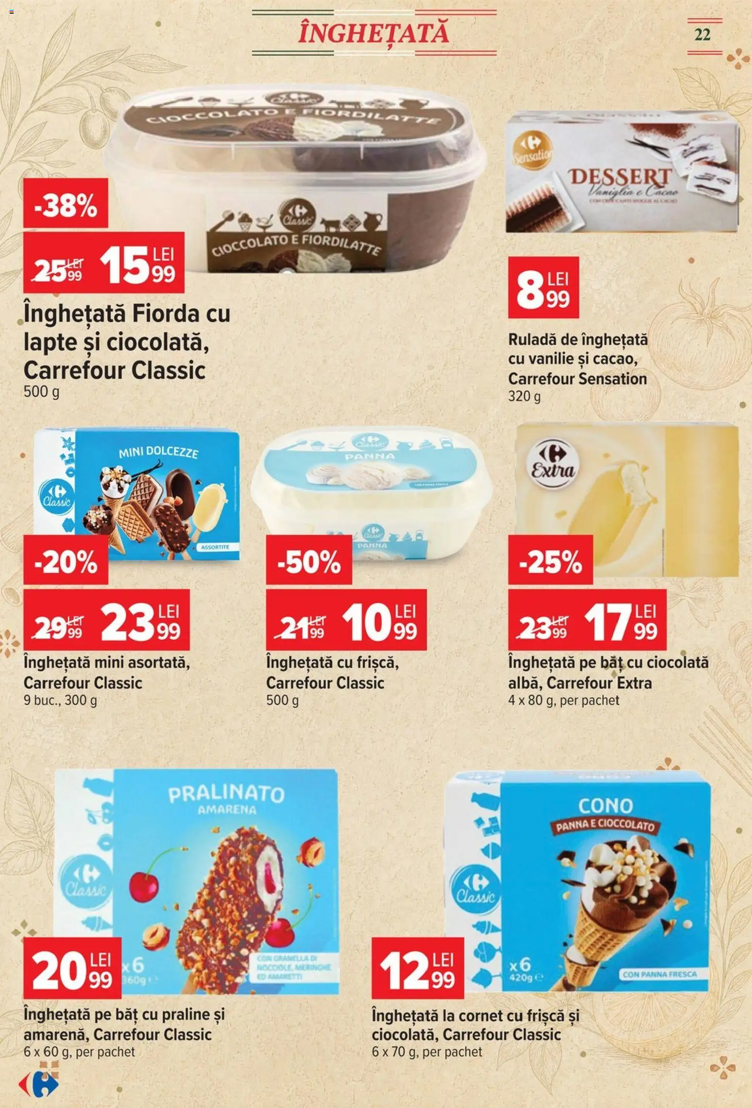 Catalog Carrefour 5 - 17 August 2026 | Pagina 22 | Produse: Praline, Ciocolată, Frișcă, Înghețată