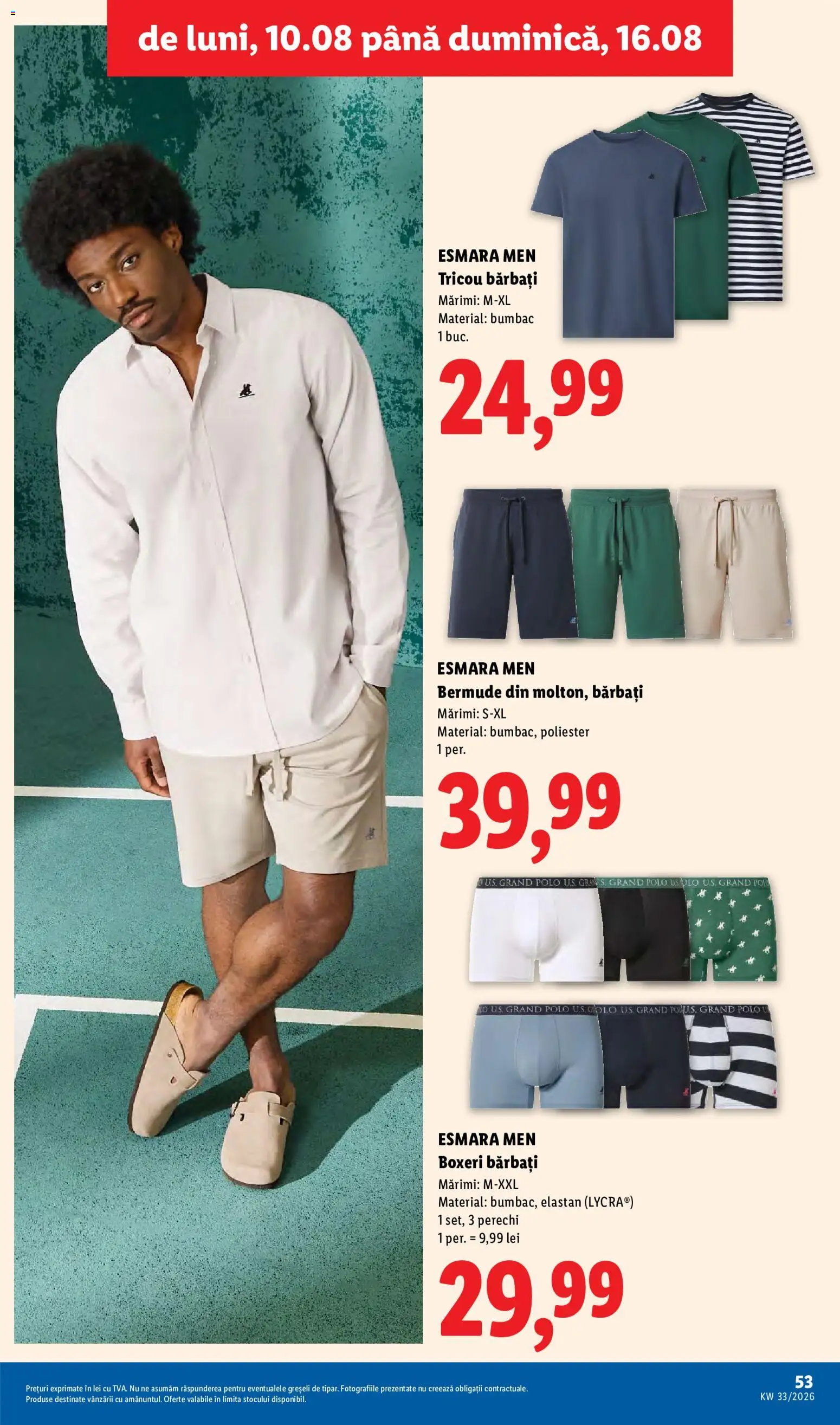 Catalog LIDL 10 - 15 August 2026 | Pagina 53 | Produse: Tricou, Boxeri