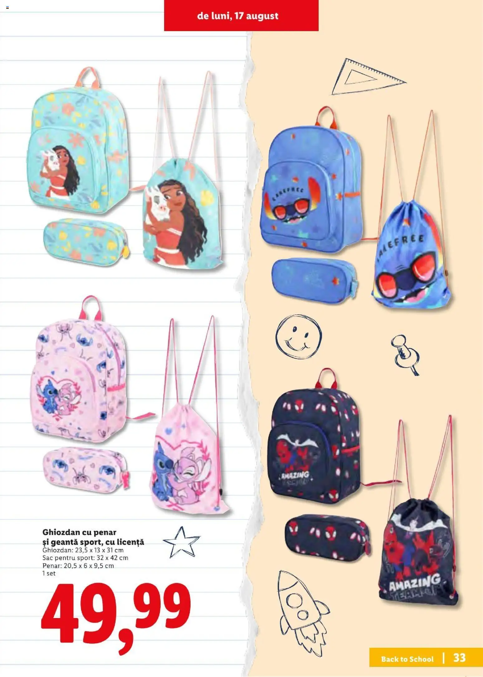 Catalog LIDL 10 - 29 August 2026 | Pagina 33 | Produse: Geantă, Ghiozdan