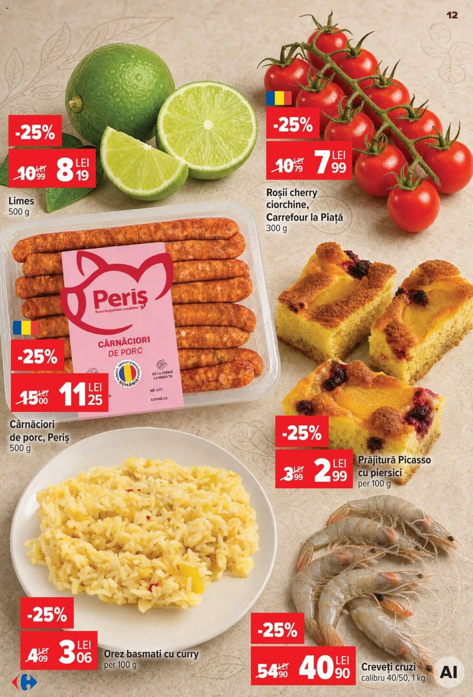 Catalog Carrefour 19 - 24 August 2026 | Pagina 12 | Produse: Masă, Prăjitură, Orez basmati, Piersici