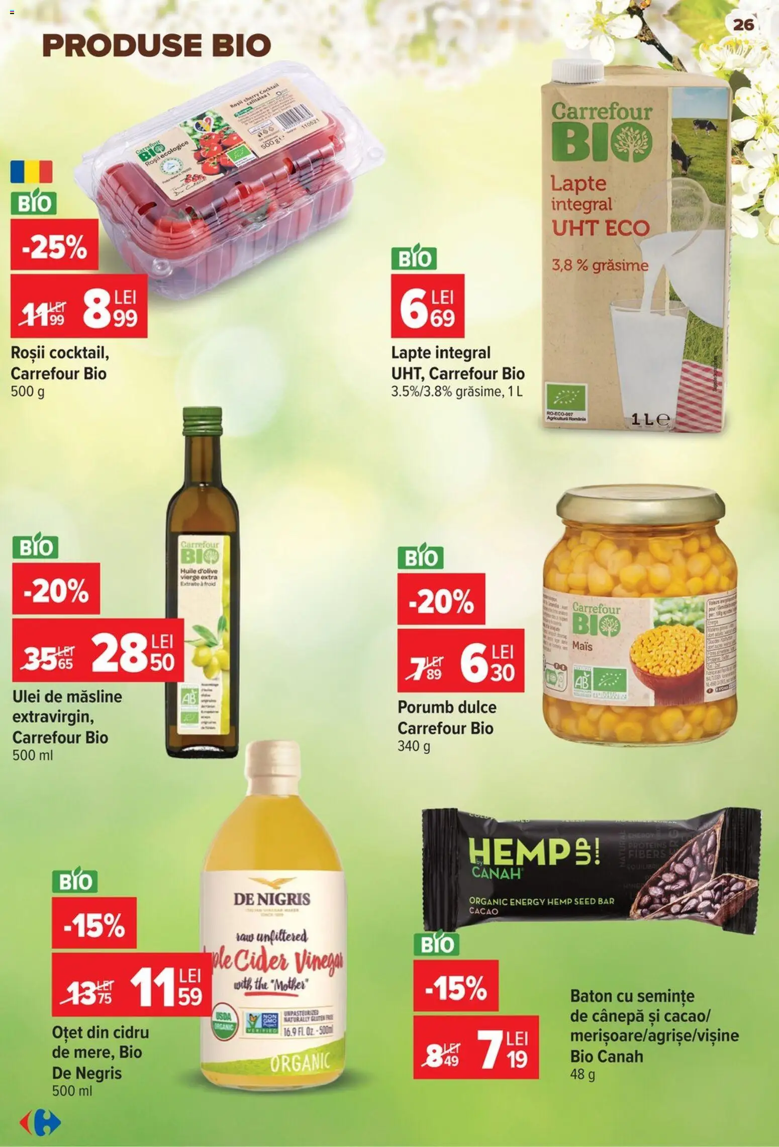 Catalog Carrefour 19 - 24 August 2026 | Pagina 26 | Produse: Bio, Lapte, Oțet, Roșii