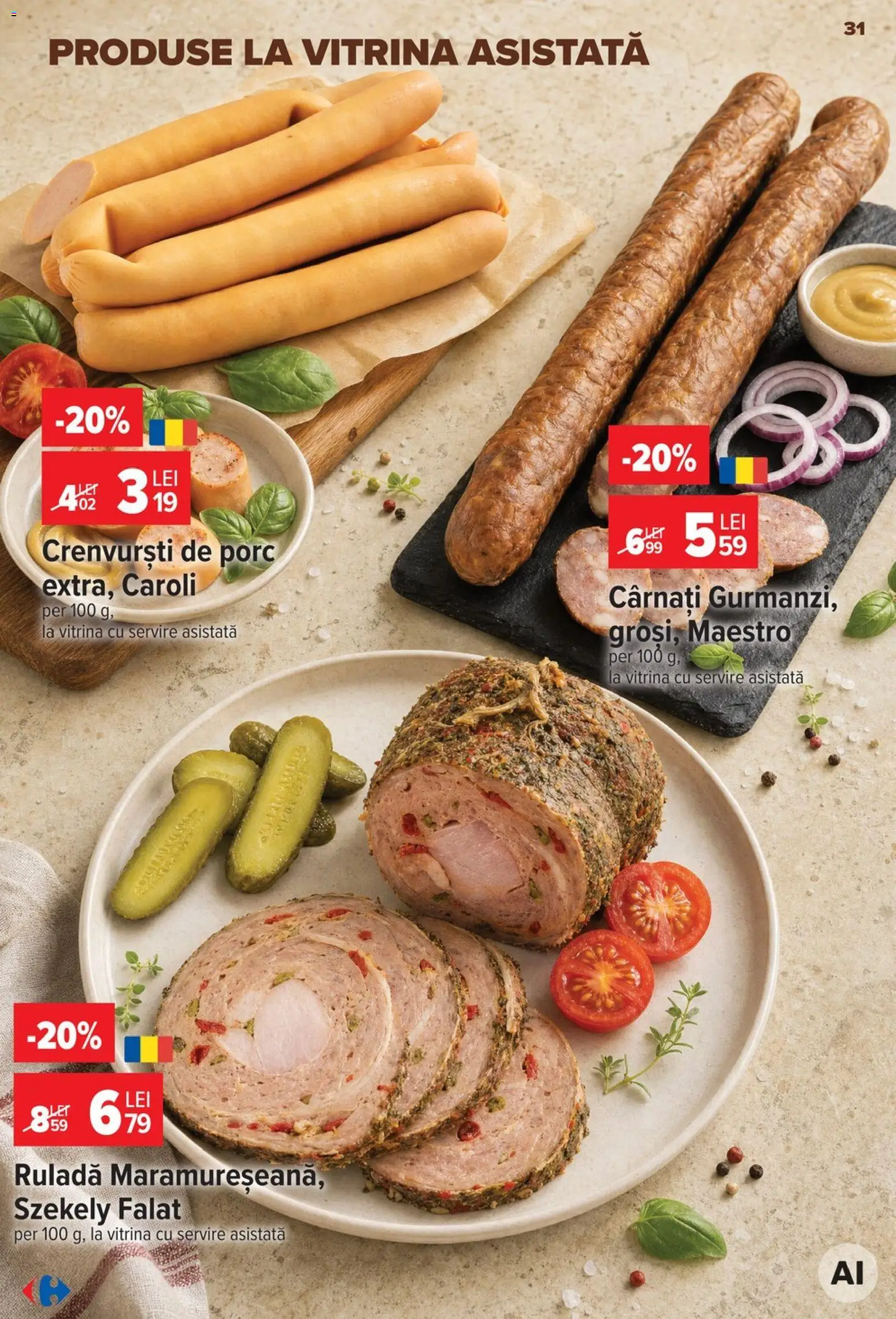 Catalog Carrefour 19 - 24 August 2026 | Pagina 31 | Produse: Vitrină, Crenvurști, Ruladă, Cârnați