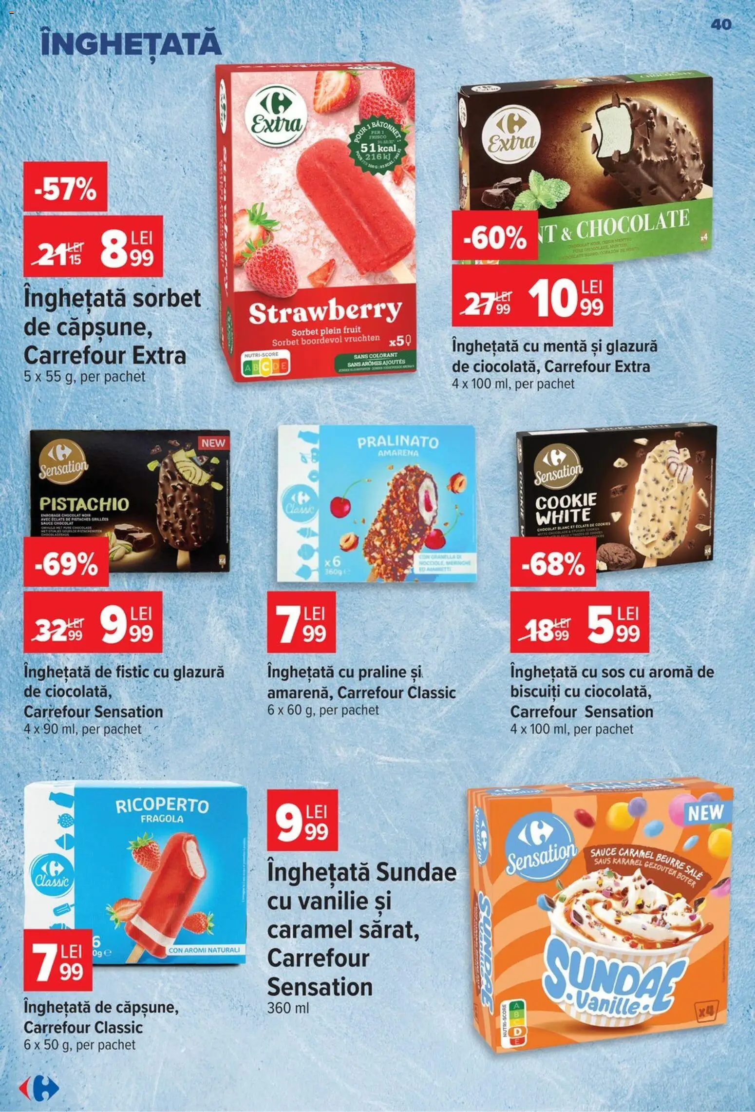 Catalog Carrefour 19 - 24 August 2026 | Pagina 40 | Produse: Carrefour Classic, Fistic, Biscuiți, Înghețată