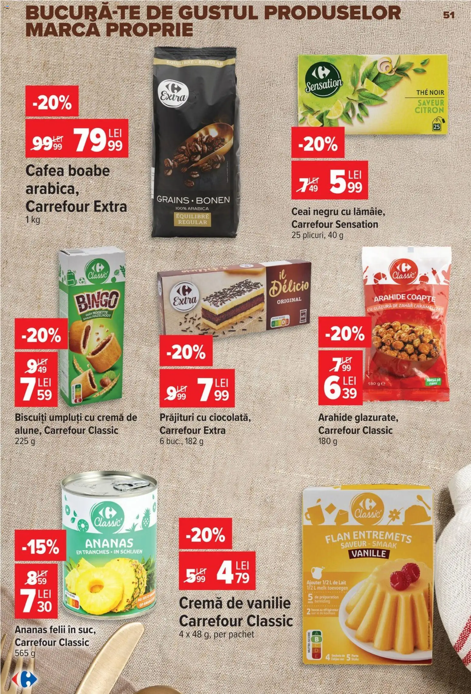 Catalog Carrefour 19 - 24 August 2026 | Pagina 51 | Produse: Carrefour Classic, Cafea, Ananas, Biscuiți