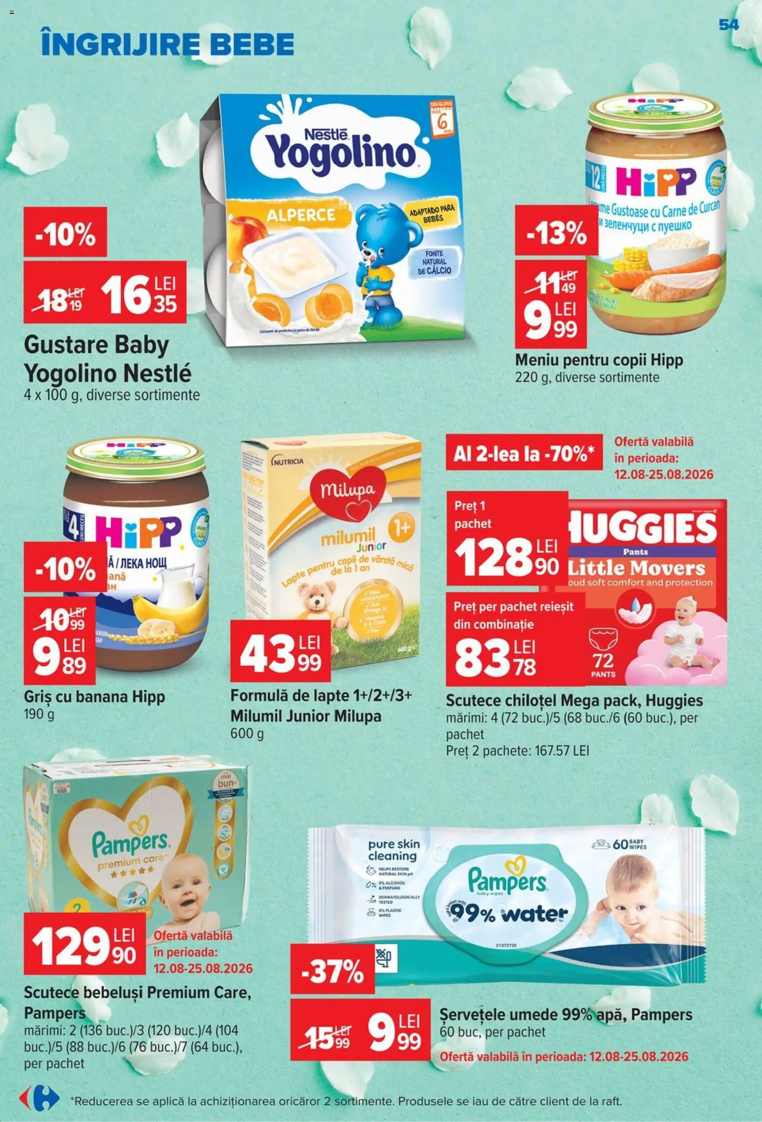 Catalog Carrefour 19 - 24 August 2026 | Pagina 54 | Produse: Baby, Premium, Pampers, Șervețele umede