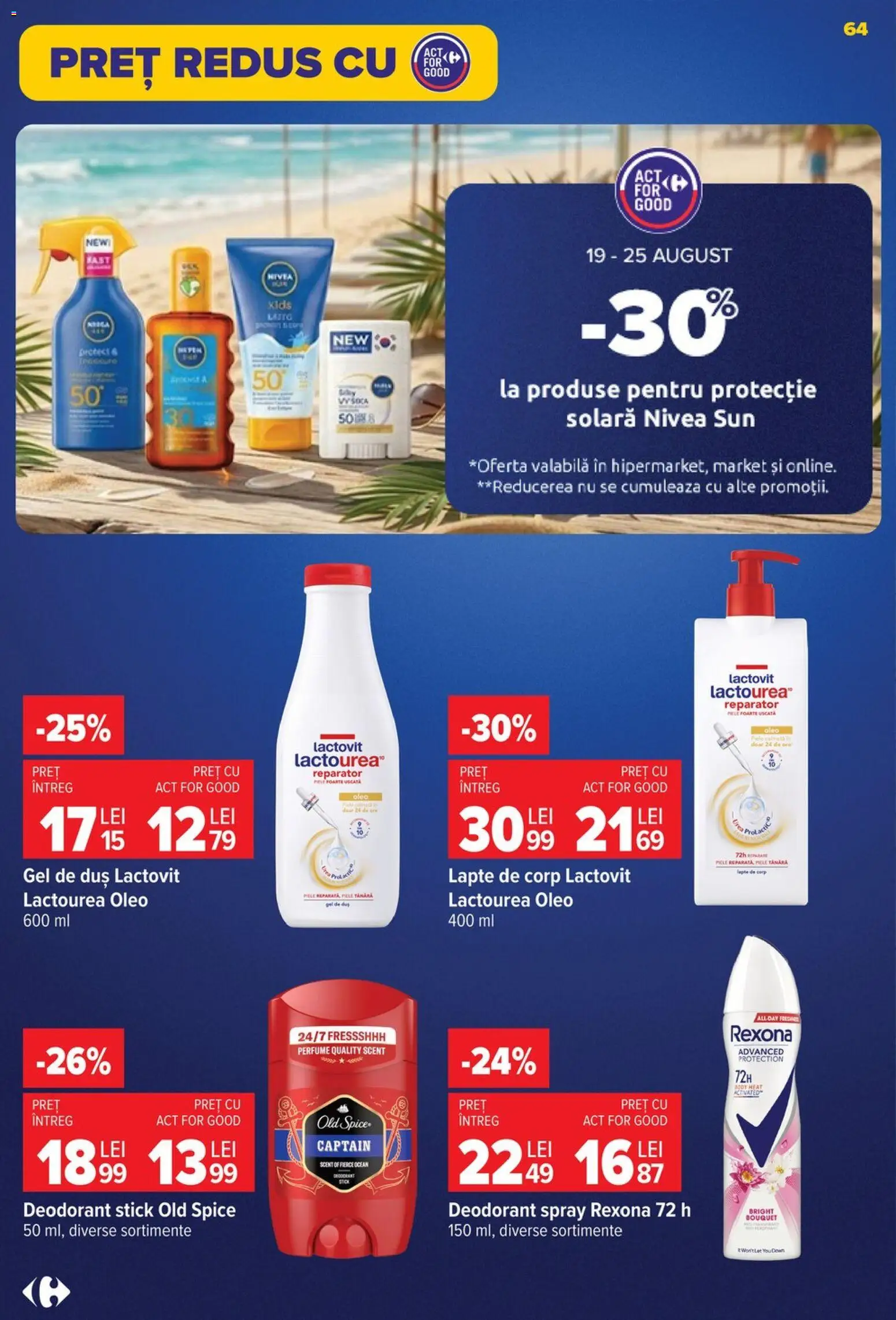 Catalog Carrefour 19 - 24 August 2026 | Pagina 64 | Produse: Rexona, Solara, Duș, Lapte de corp