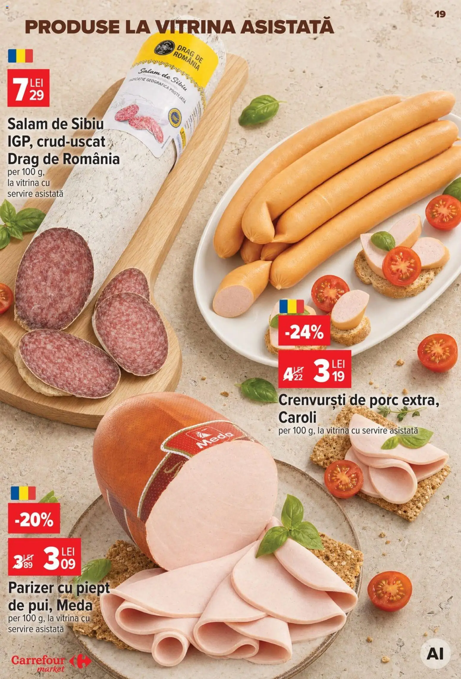 Catalog Carrefour 19 - 24 August 2026 | Pagina 19 | Produse: Vitrină, Crenvurști, Salam, Parizer