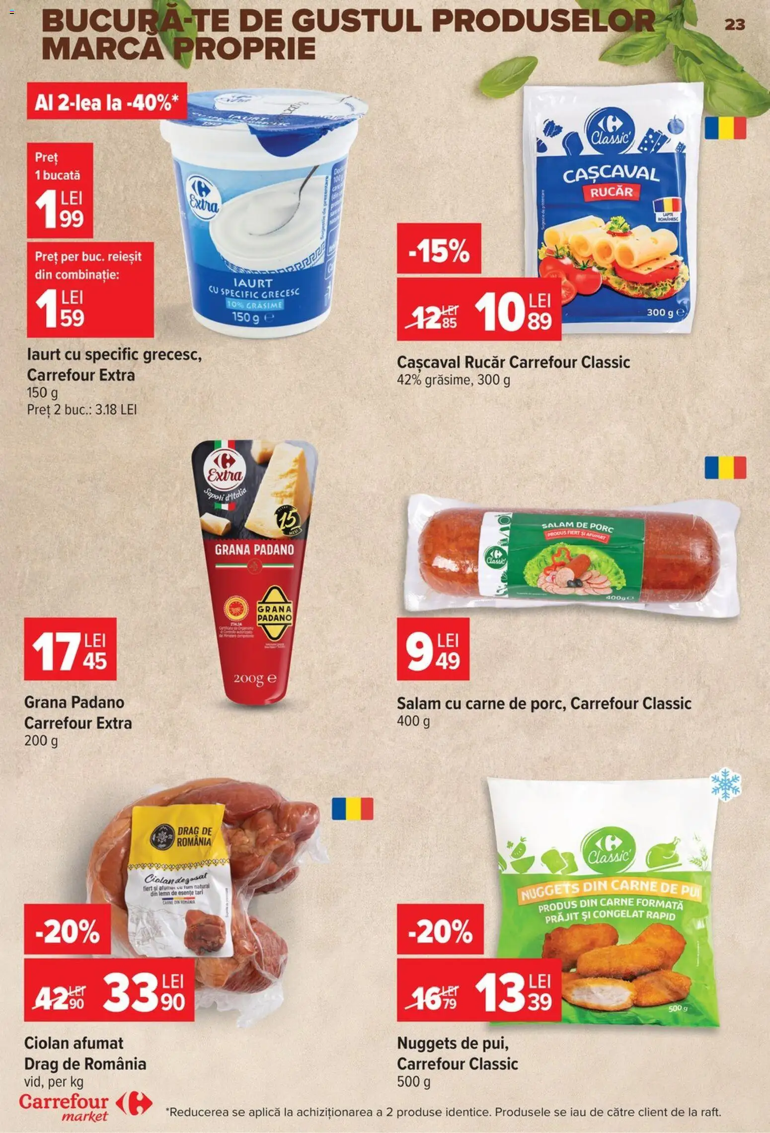 Catalog Carrefour 19 - 24 August 2026 | Pagina 23 | Produse: Carrefour Classic, Aplică, Iaurt, Salam