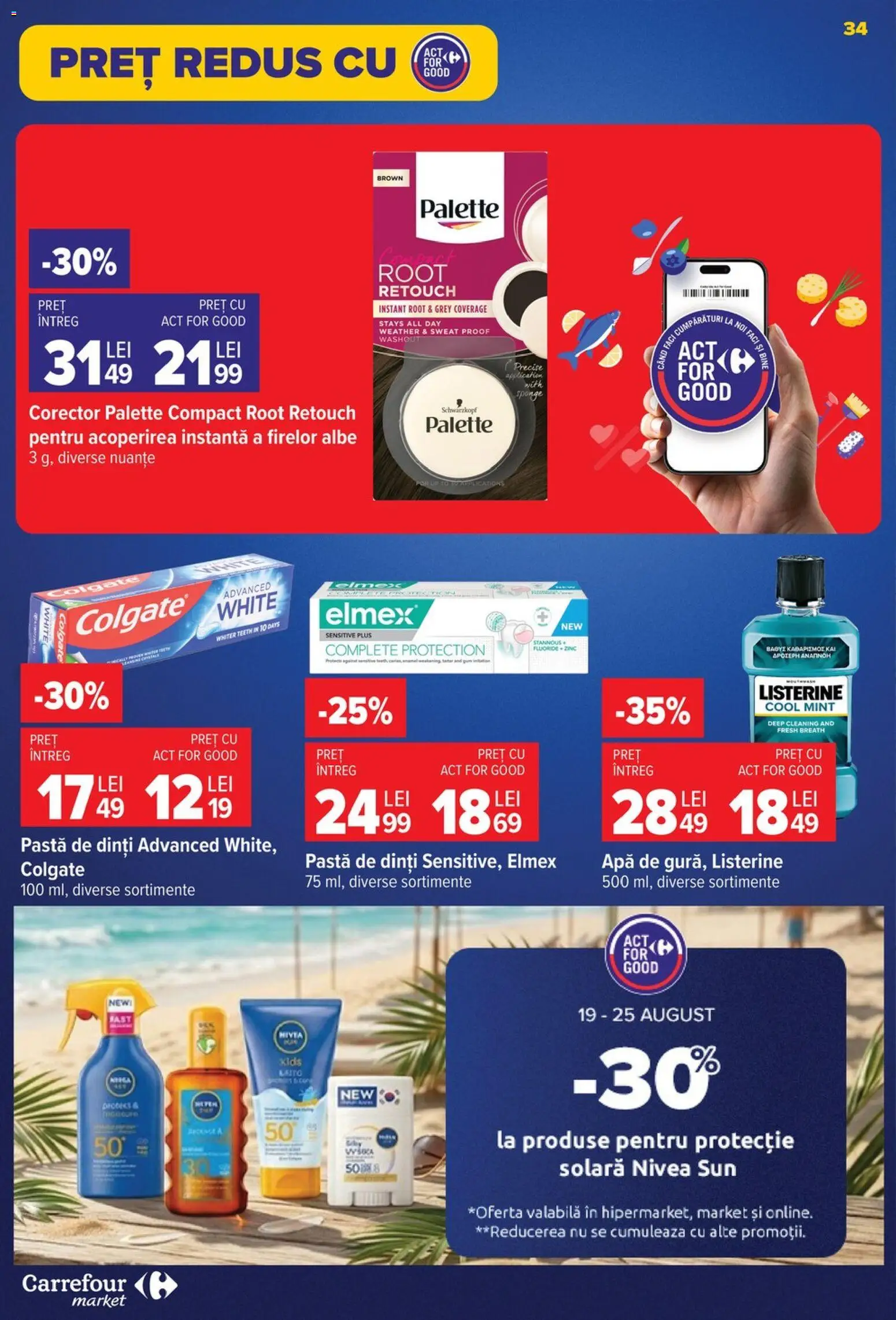 Catalog Carrefour 19 - 24 August 2026 | Pagina 34 | Produse: Grey, Pastă de dinți, Apă, Plus