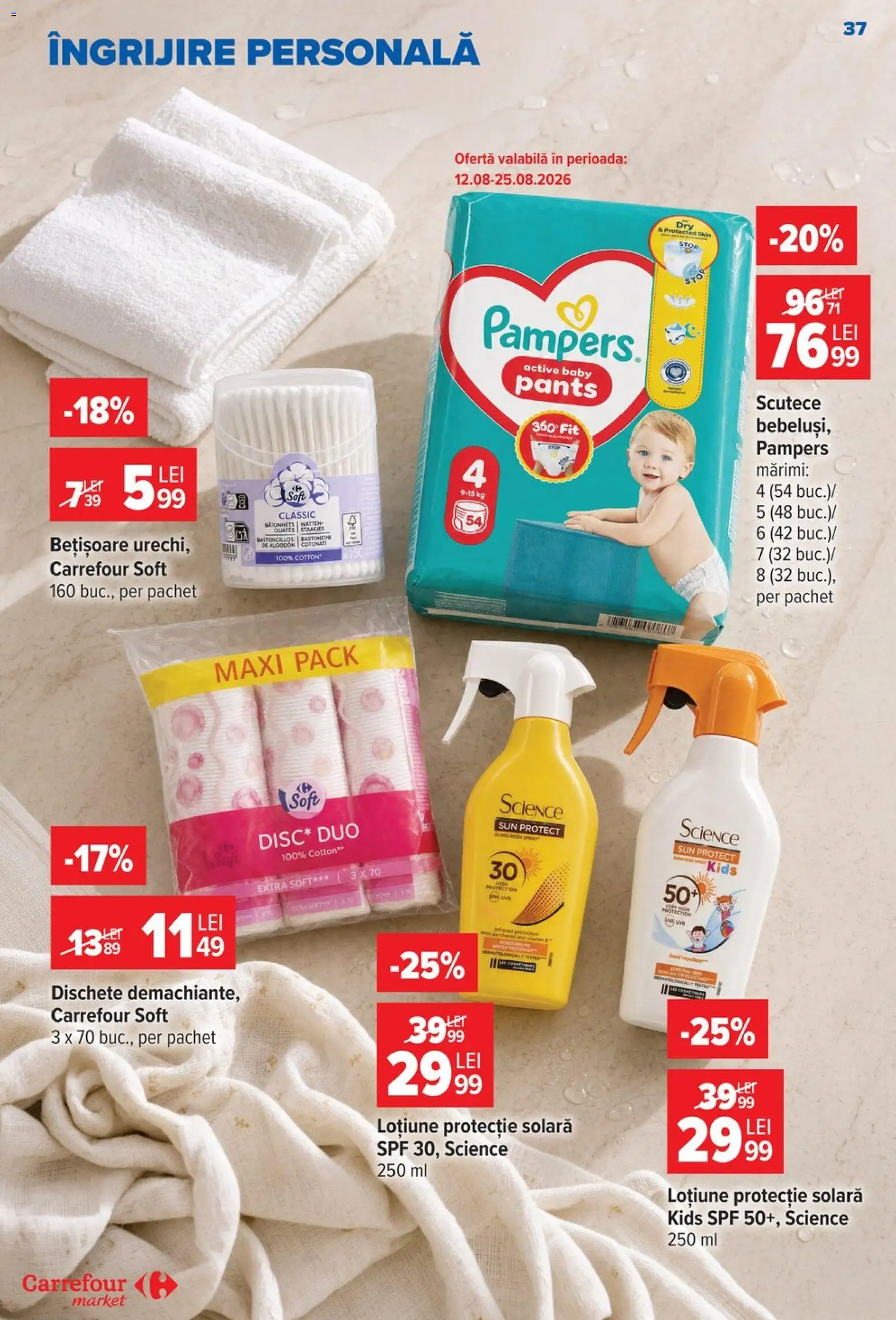 Catalog Carrefour 19 - 24 August 2026 | Pagina 37 | Produse: Solara, Active, Protecție solară, Scutece