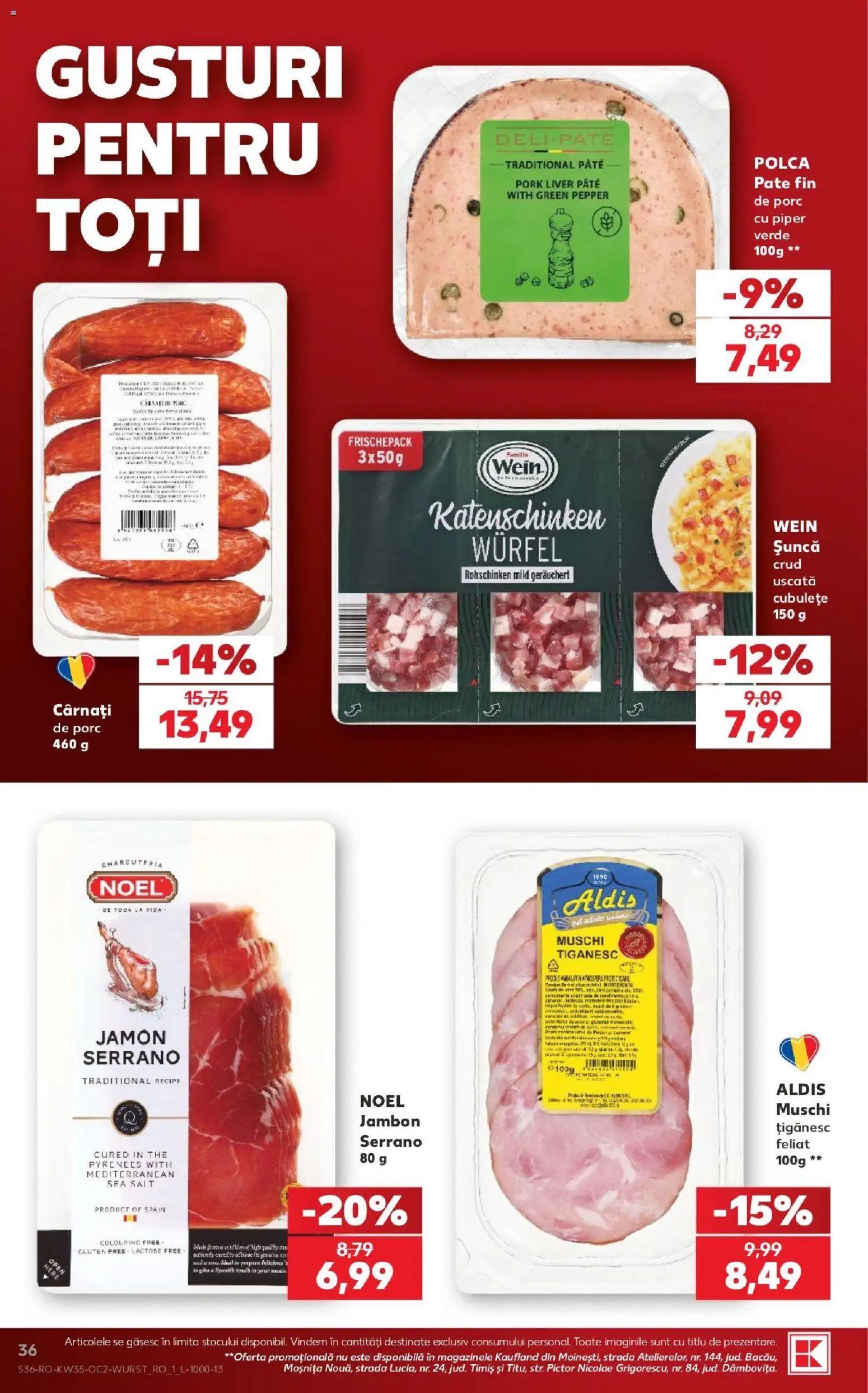 Catalog Kaufland 26 - 31 August 2026 | Pagina 36 | Produse: Pate, Mușchi, Șuncă, Cârnați