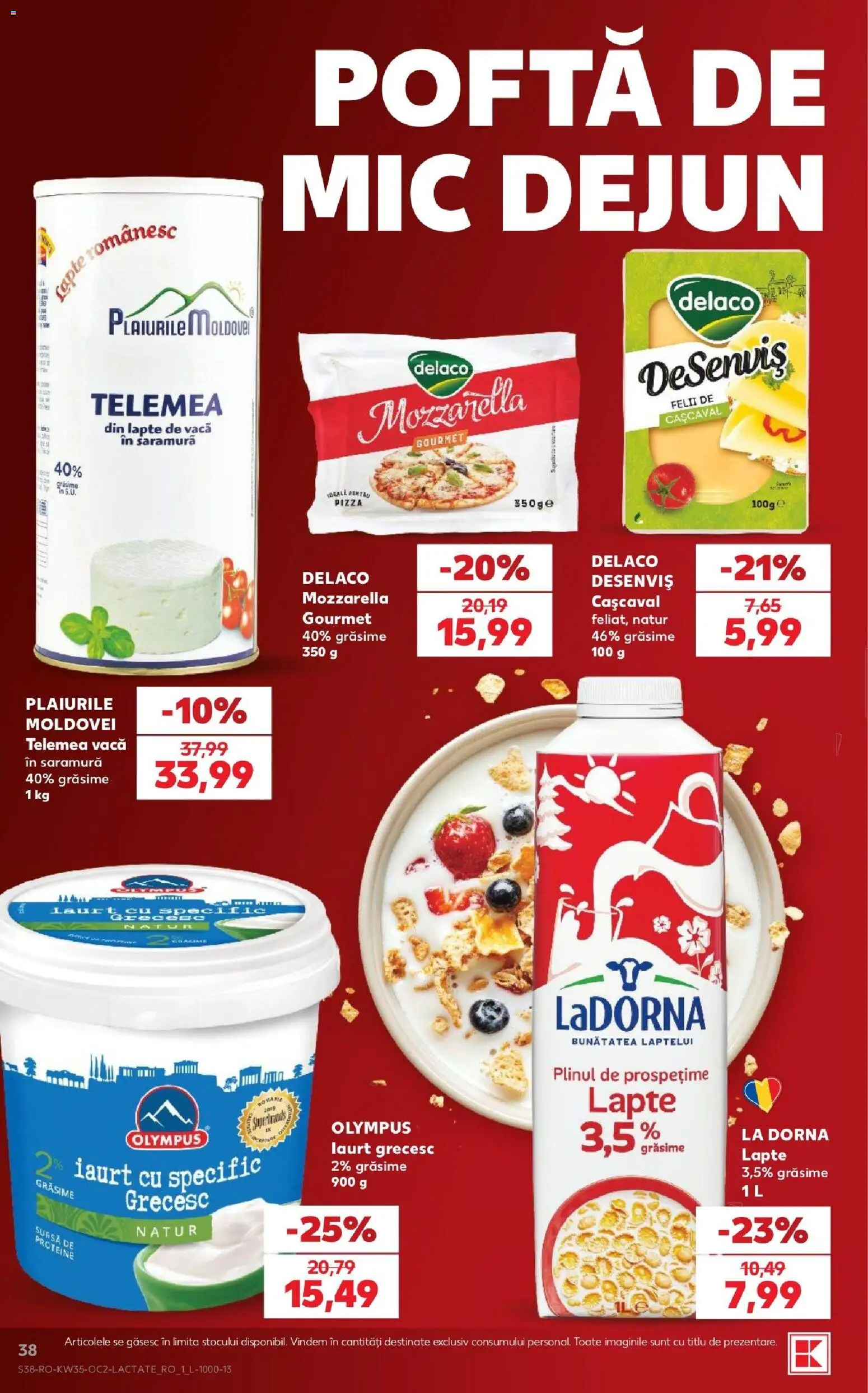 Catalog Kaufland 26 - 31 August 2026 | Pagina 38 | Produse: Proteine, Cașcaval, Lapte, Iaurt
