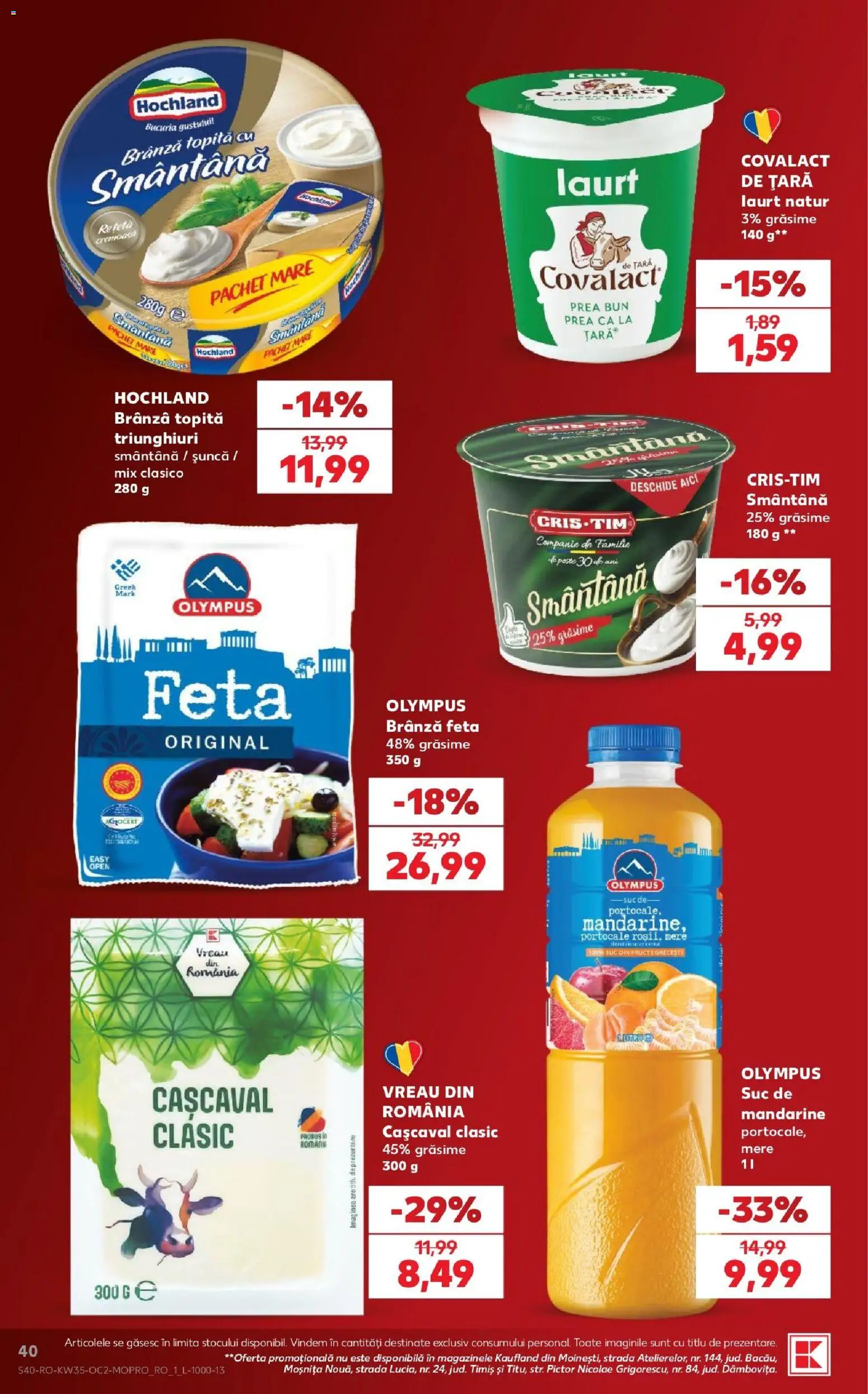 Catalog Kaufland 26 - 31 August 2026 | Pagina 40 | Produse: Brânză feta, Cașcaval, Brânză, Șuncă
