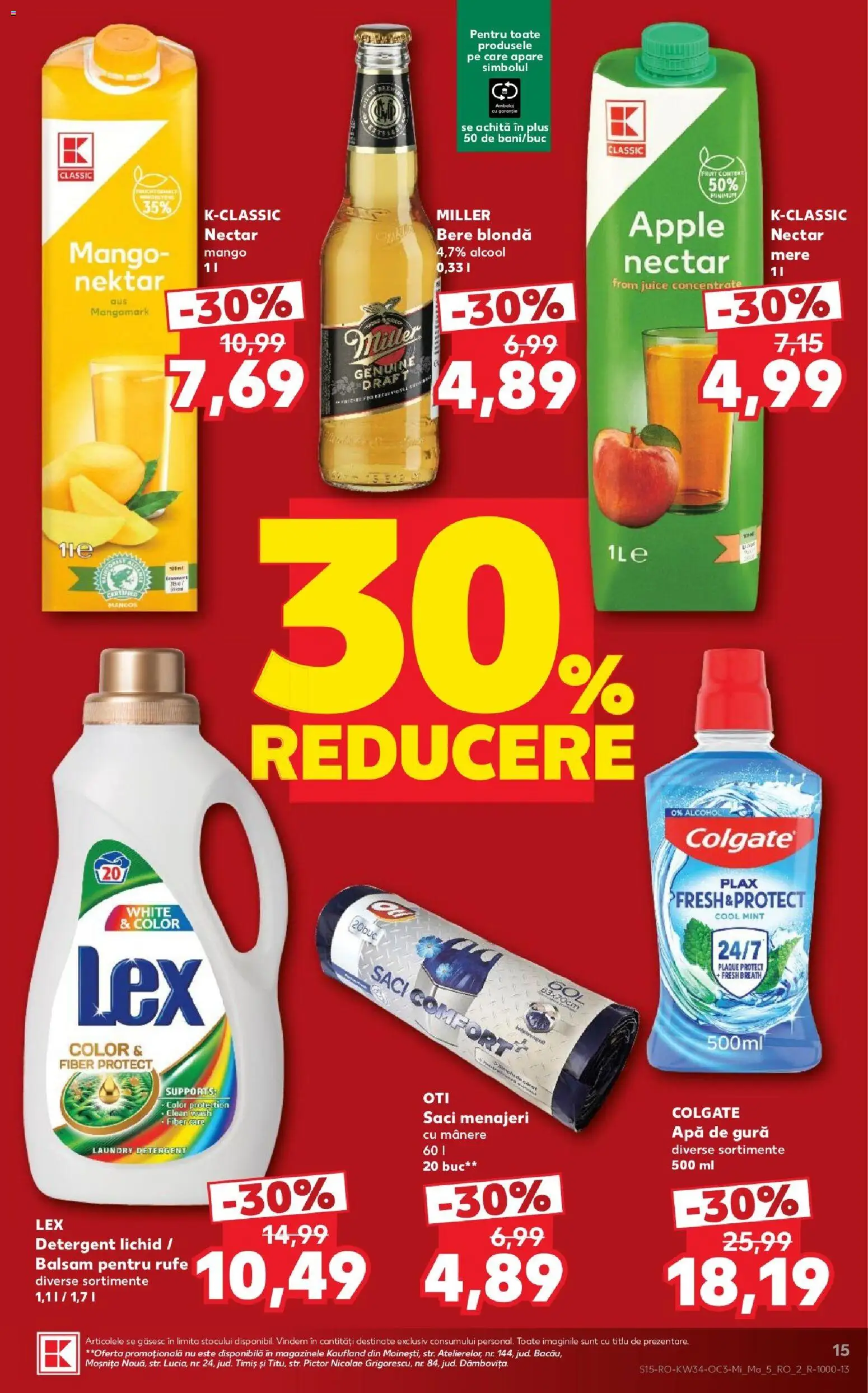 Catalog Kaufland 19 - 24 August 2026 | Pagina 15 | Produse: Mânere, Saci menajeri, Balsam pentru rufe, Apă