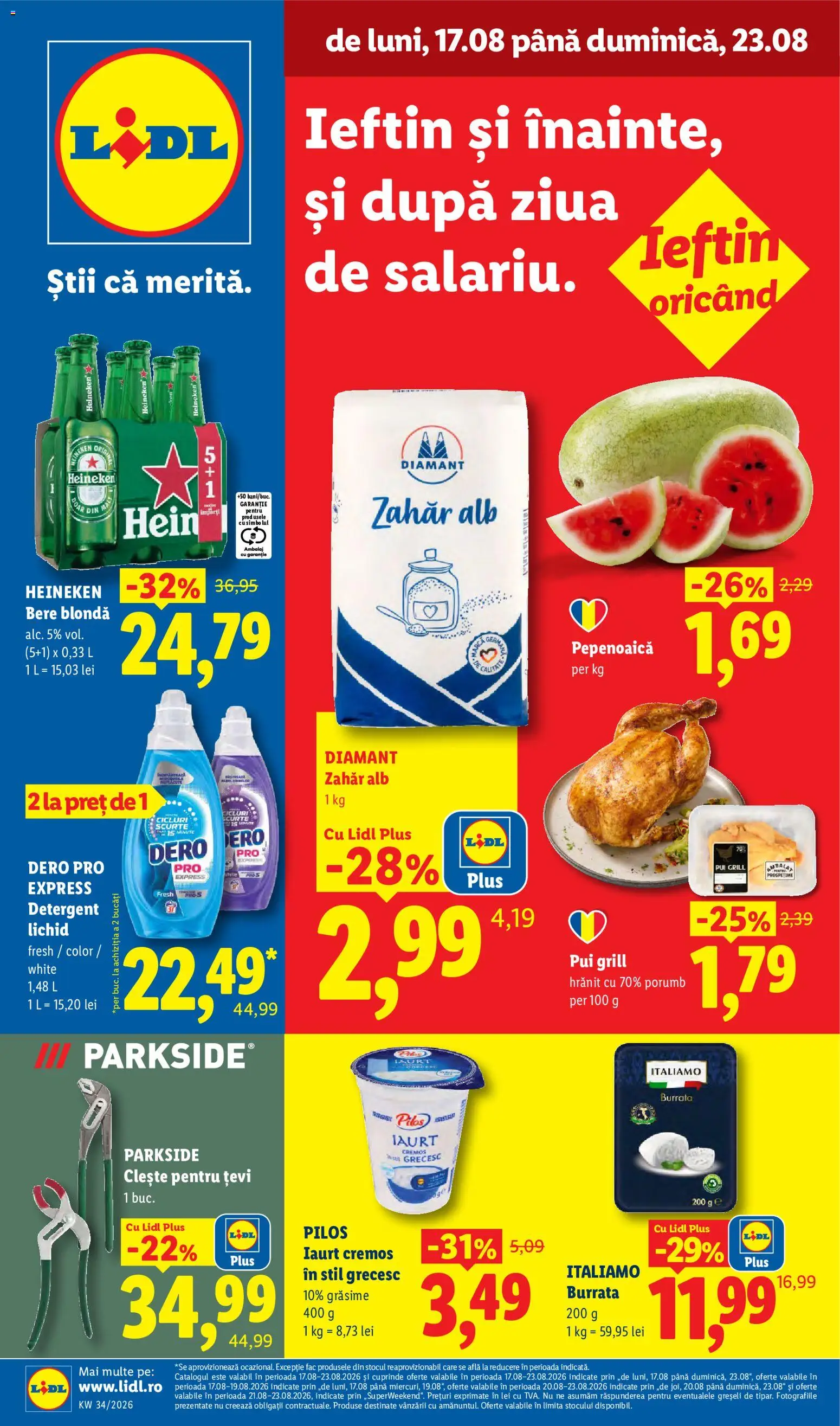 Catalog LIDL 17 - 22 August 2026 | Pagina 1 | Produse: Pui grill, Pui, Iaurt, Detergent
