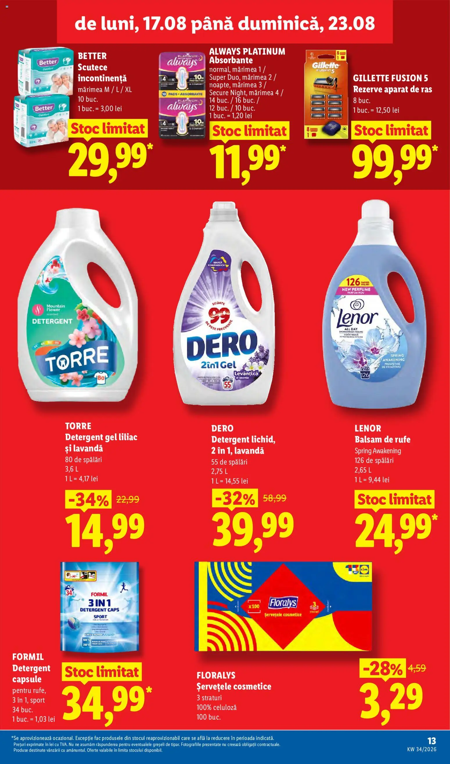 Catalog LIDL 17 - 22 August 2026 | Pagina 13 | Produse: Detergent Capsule, Aparat De Ras, Aparat, Absorbante