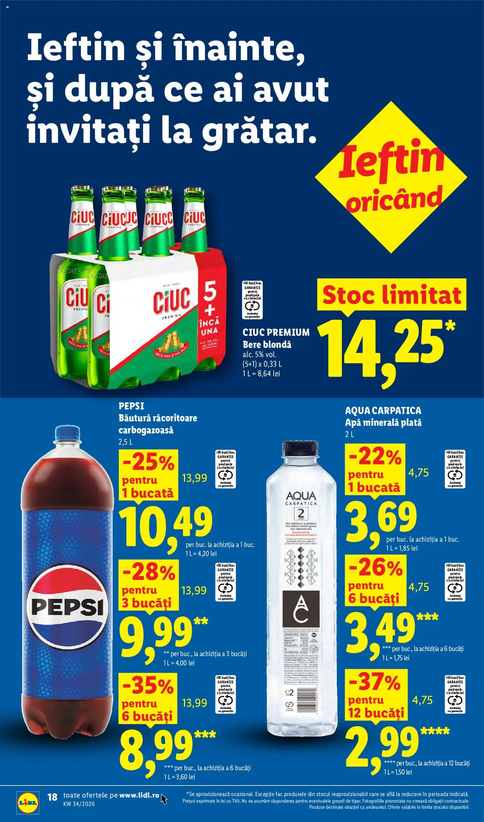 Catalog LIDL 17 - 22 August 2026 | Pagina 18 | Produse: Apa minerala plata, Pepsi, Aqua Carpatica, Aqua