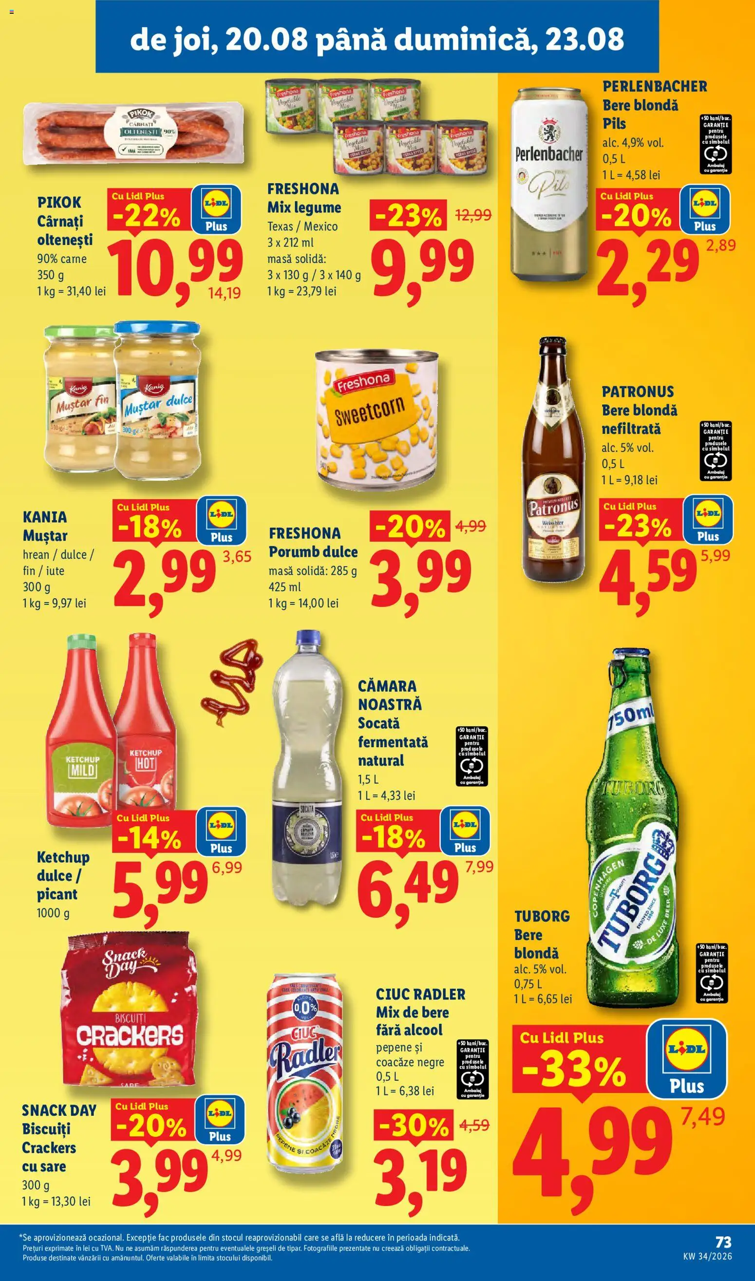 Catalog LIDL 17 - 22 August 2026 | Pagina 73 | Produse: Bere fara alcool, Perlenbacher, Plus, Cârnați