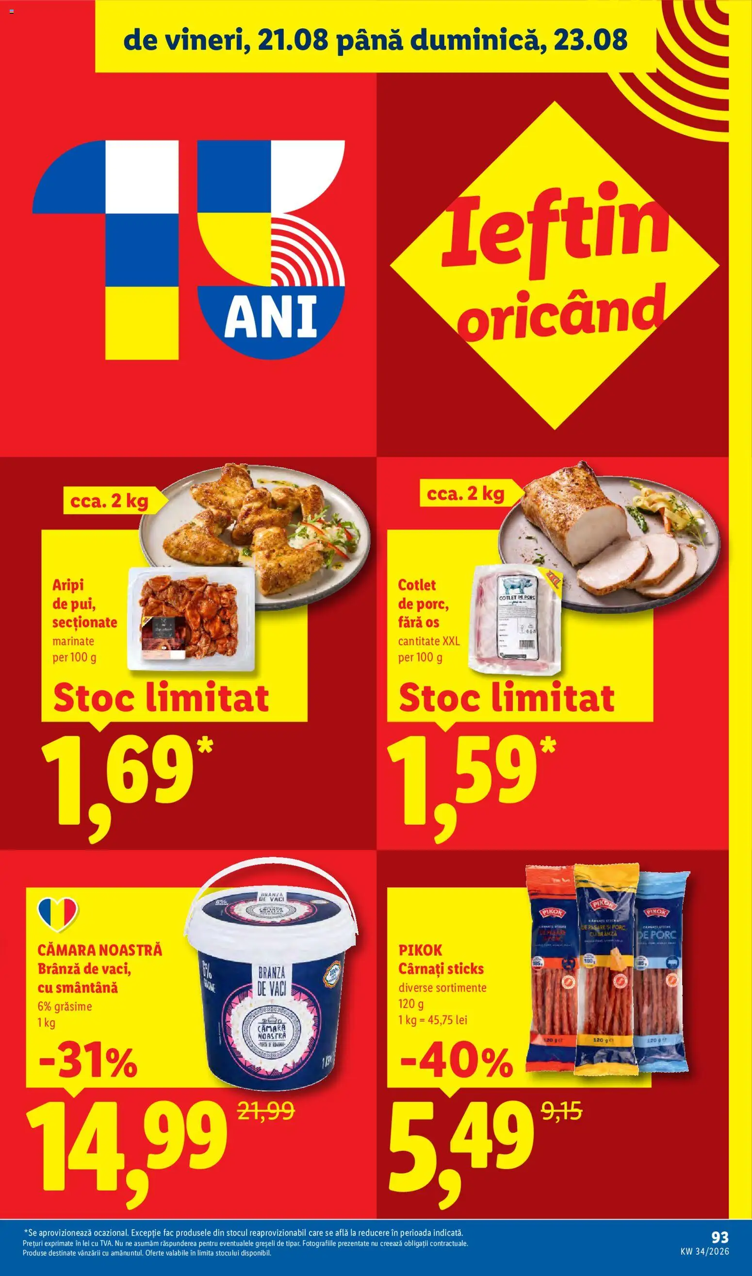 Catalog LIDL 17 - 22 August 2026 | Pagina 93 | Produse: Pikok, Cotlet, Brânză, Cârnați