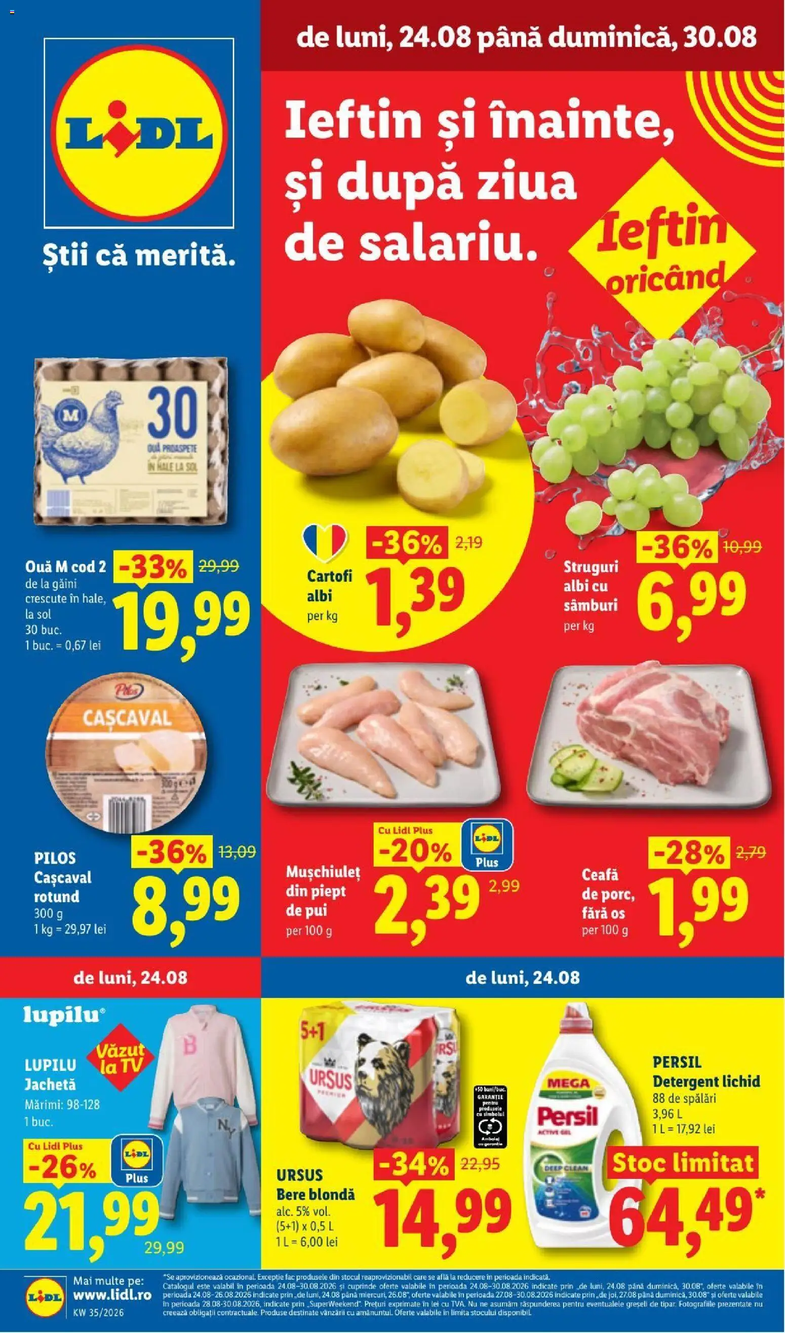 Catalog LIDL 24 - 29 August 2026 | Pagina 1 | Produse: Pilos, Sport, Ouă, Detergent
