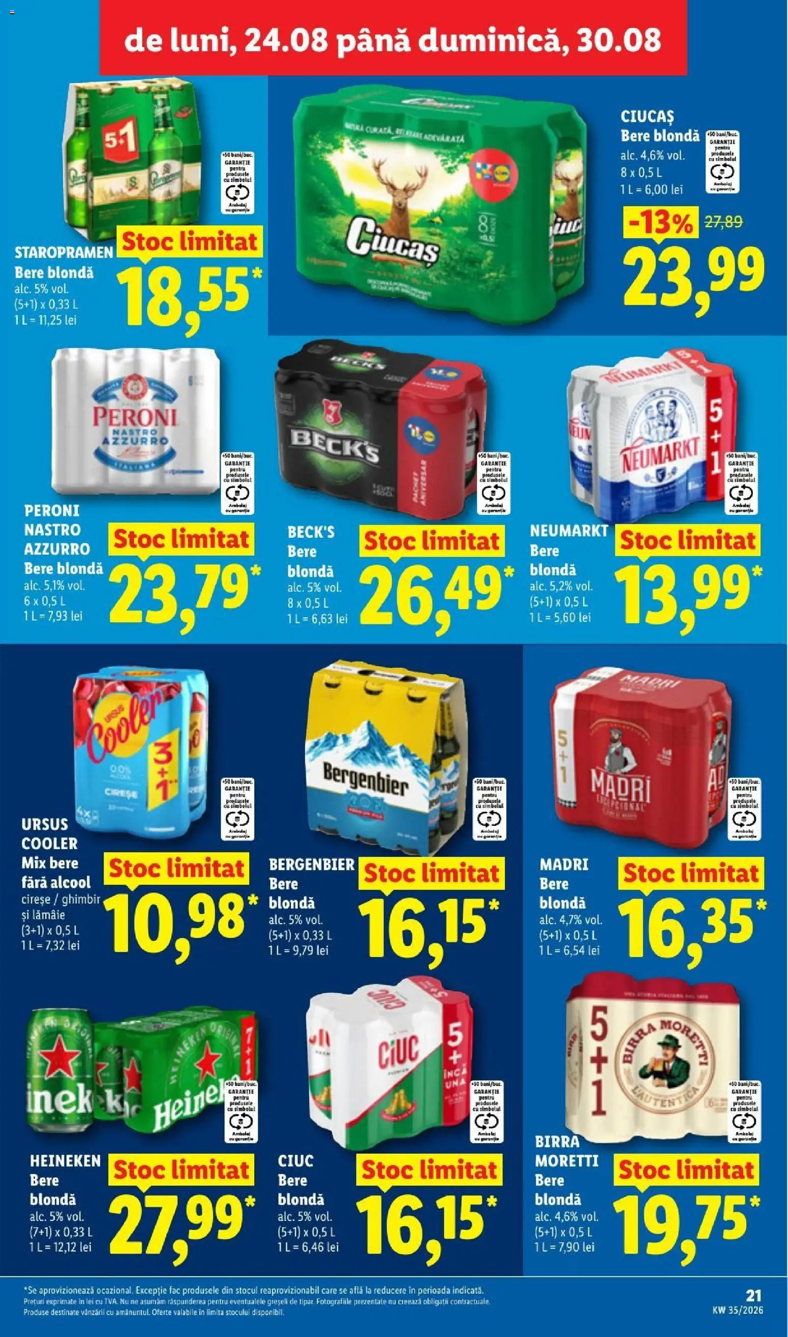 Catalog LIDL 24 - 29 August 2026 | Pagina 21 | Produse: Cooler, Staropramen, Peroni nastro azzurro, Bere