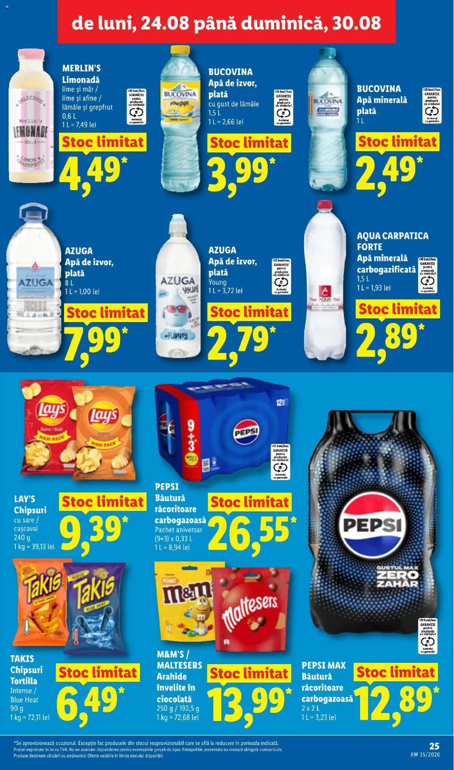 Catalog LIDL 24 - 29 August 2026 | Pagina 25 | Produse: Apa minerala plata, Arahide, Intense, Chipsuri