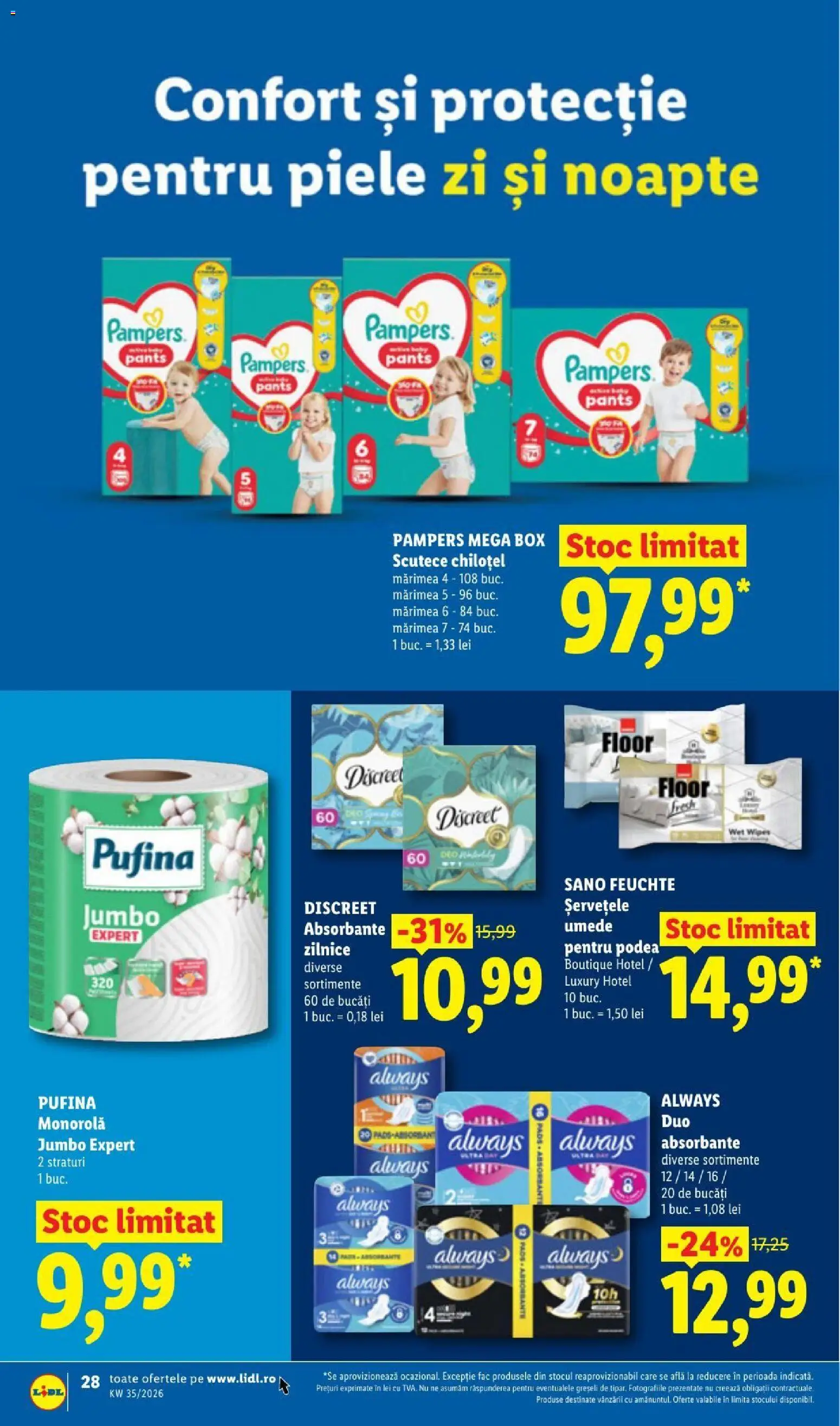 Catalog LIDL 24 - 29 August 2026 | Pagina 28 | Produse: Pampers, Șervețele umede, Absorbante, Scutece