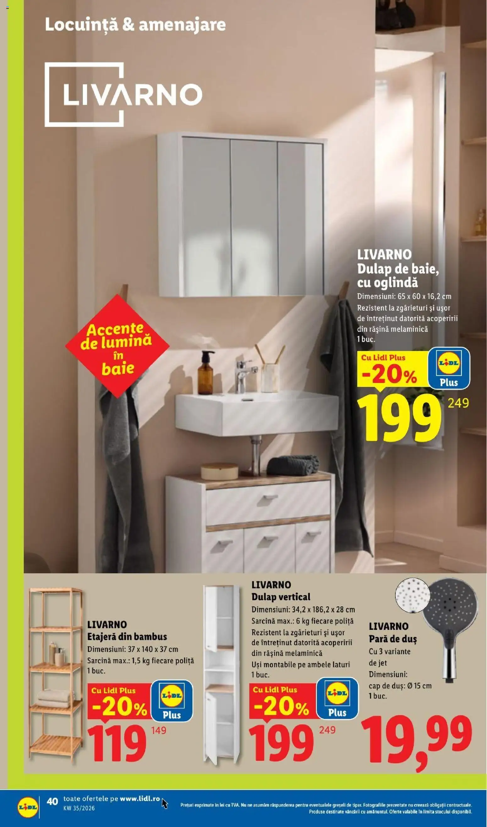 Catalog LIDL 24 - 29 August 2026 | Pagina 40 | Produse: Lumină, Duș, Etajeră, Plus