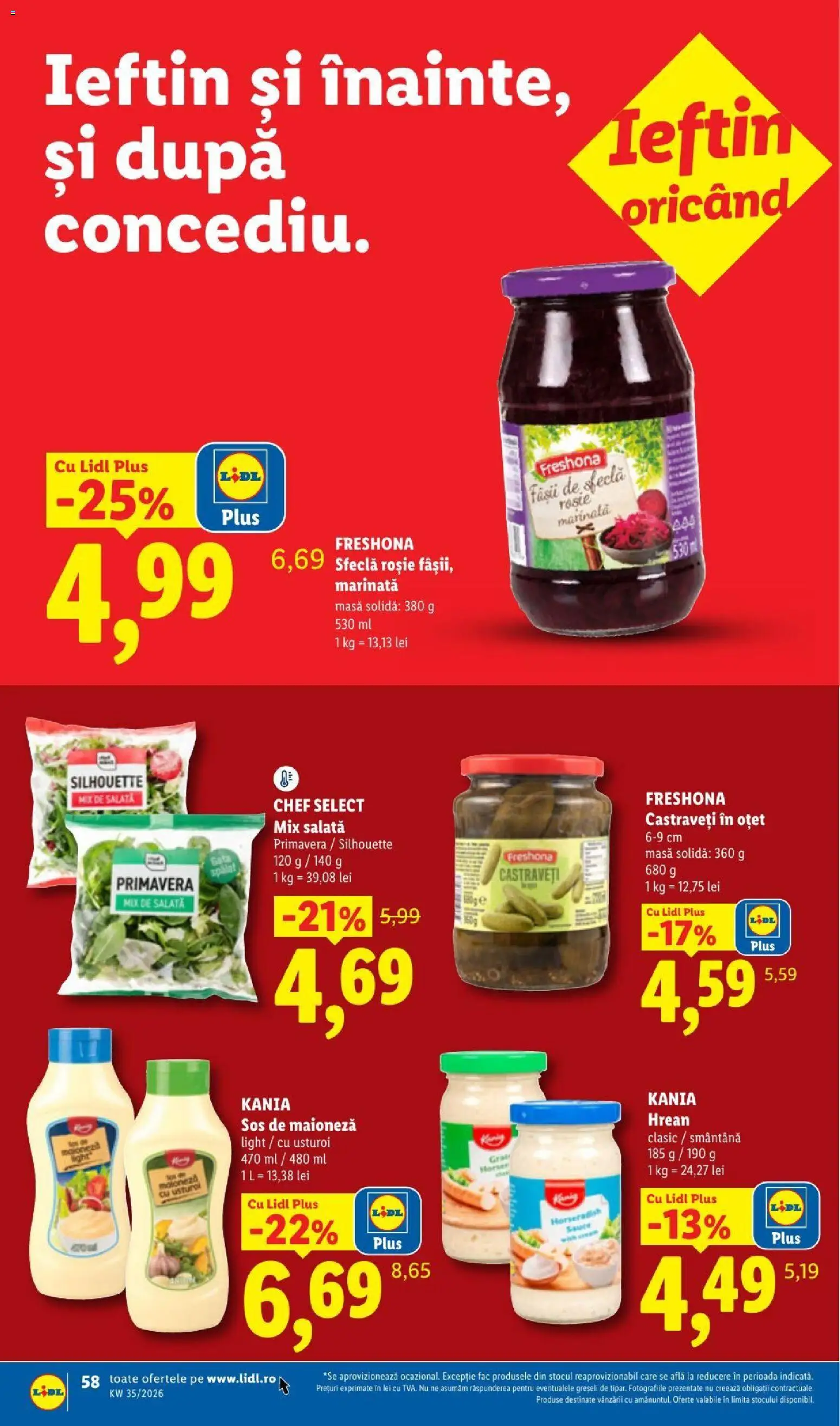Catalog LIDL 24 - 29 August 2026 | Pagina 58 | Produse: Primavera, Oțet, Salată, Maioneză