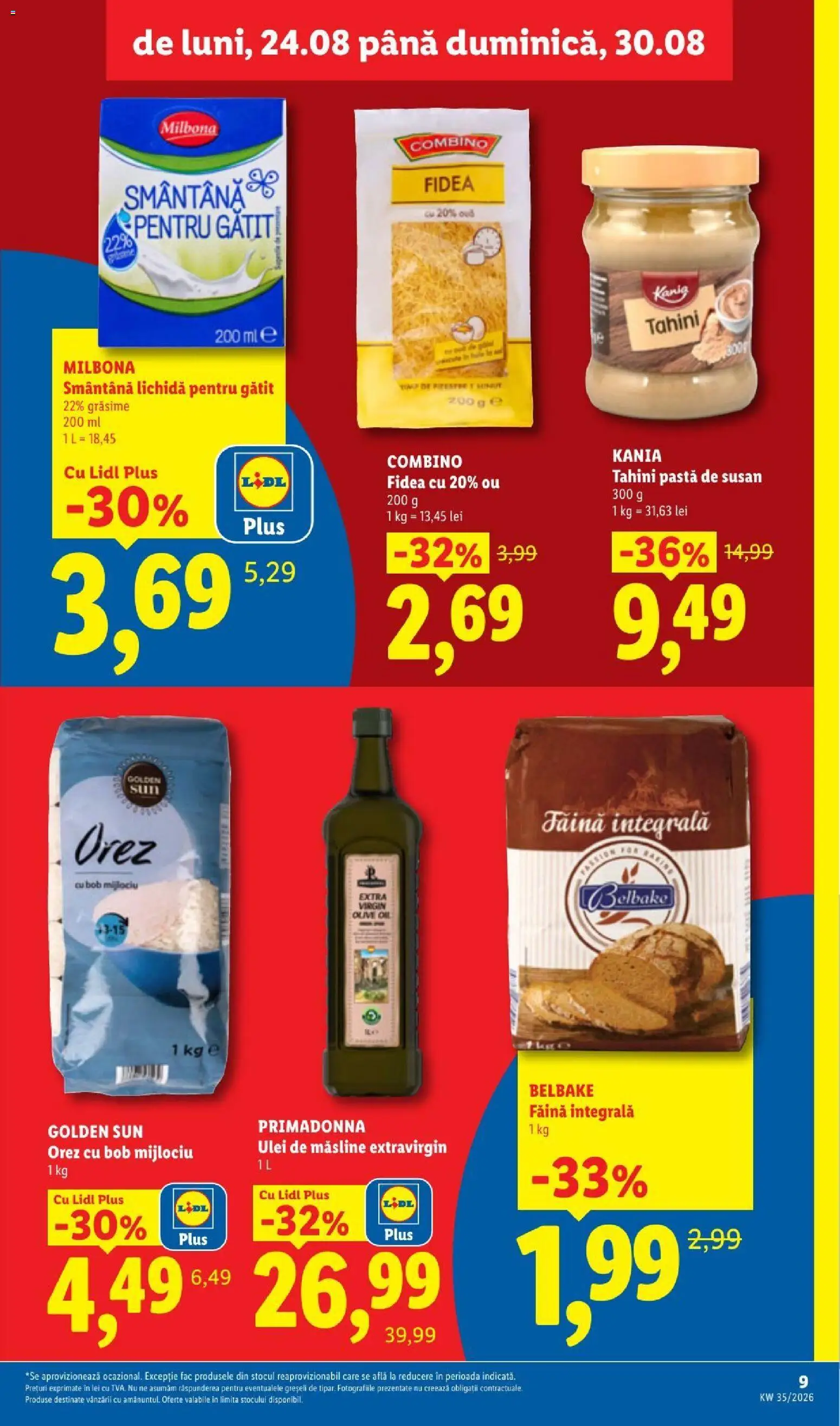 Catalog LIDL 24 - 29 August 2026 | Pagina 9 | Produse: Ulei de masline extravirgin, Ulei, Făină, Combino