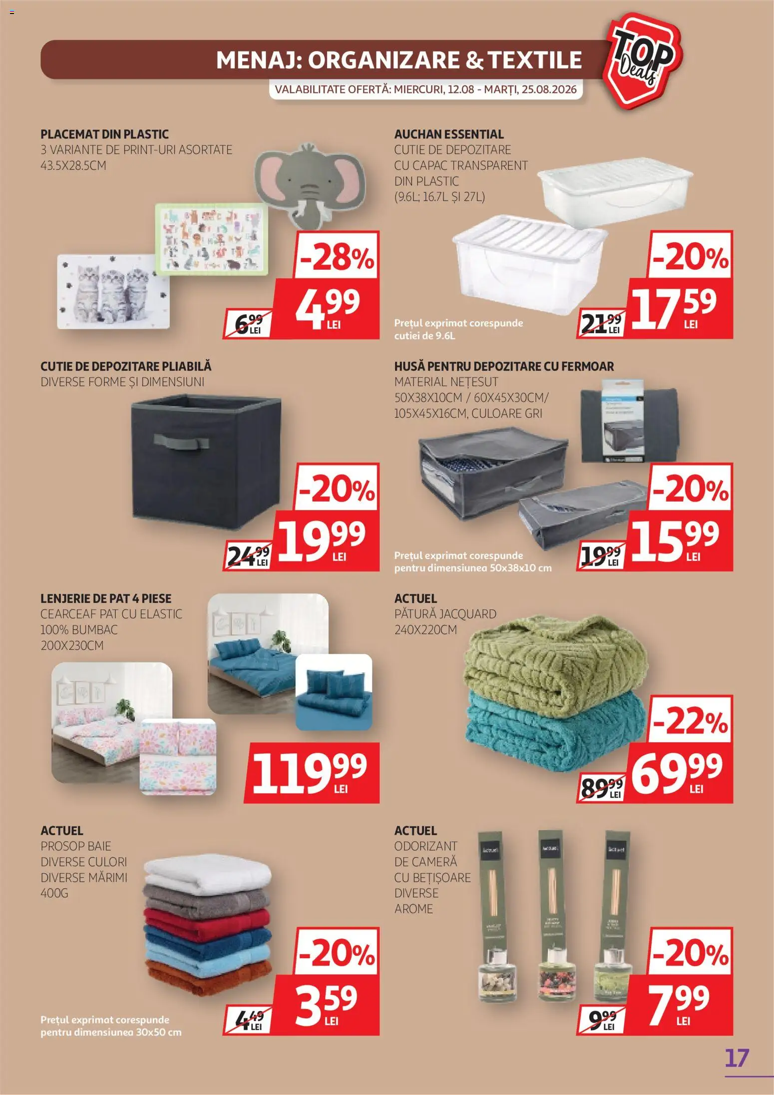 Catalog Auchan 12 - 24 August 2026 | Pagina 17 | Produse: Pat, Pătură, Cutie, Depozitare