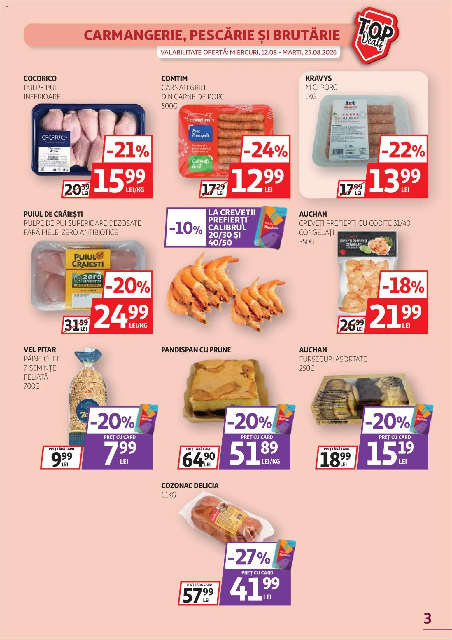 Catalog Auchan 12 - 24 August 2026 | Pagina 3 | Produse: Semințe, Pâine, Pere, Cârnați