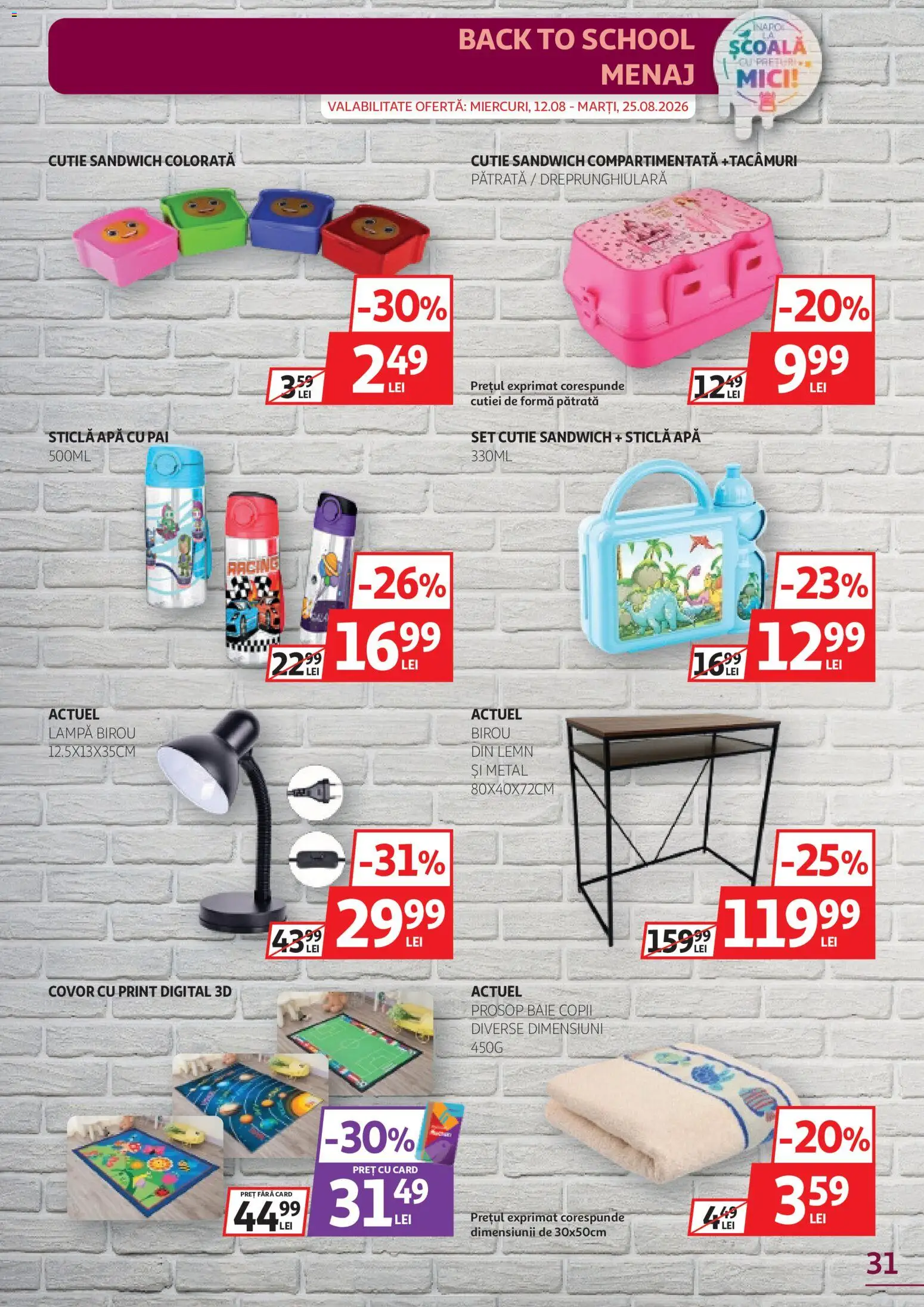 Catalog Auchan 12 - 24 August 2026 | Pagina 31 | Produse: Cutie, Covor, Mici, Apă