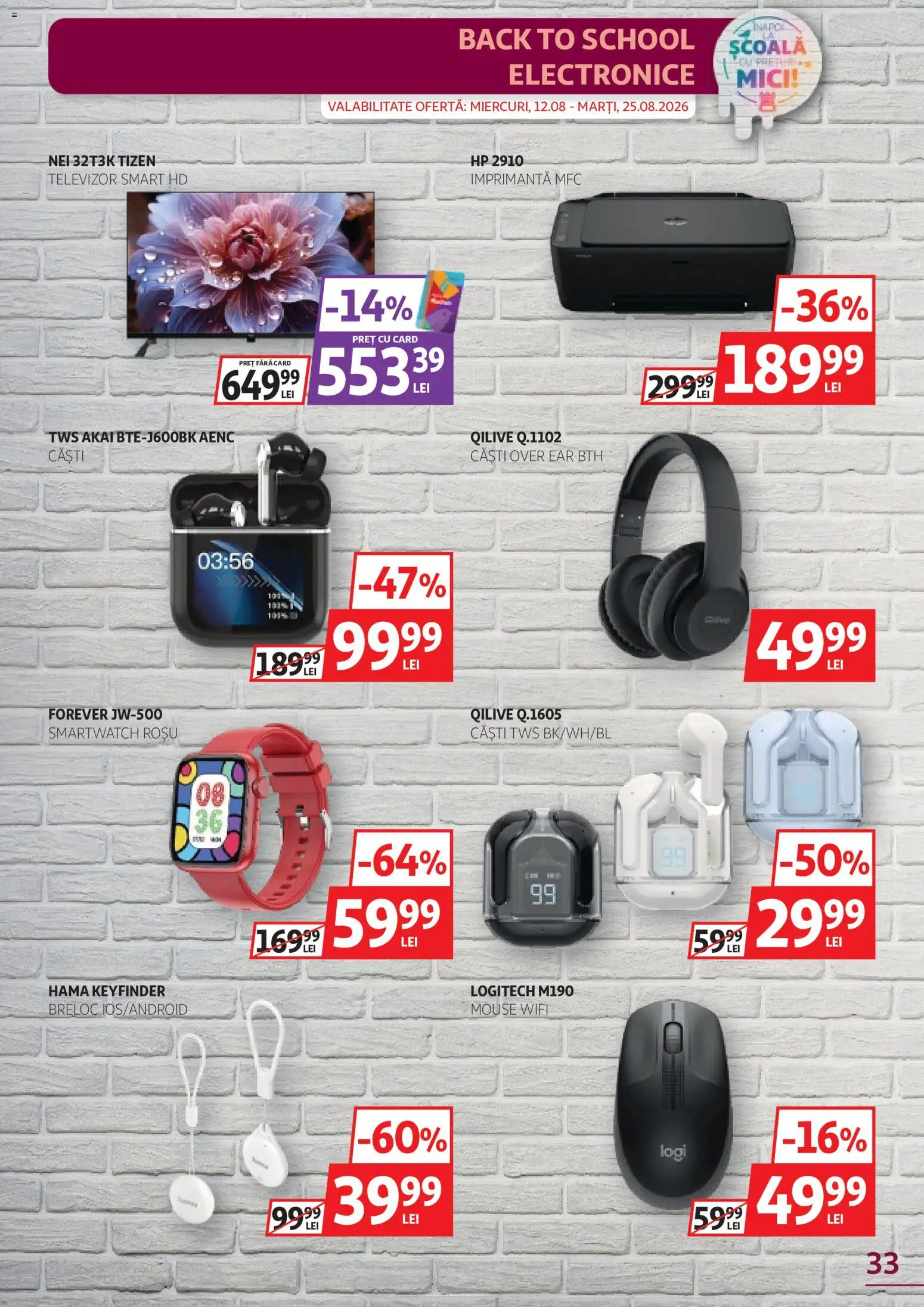 Catalog Auchan 12 - 24 August 2026 | Pagina 33 | Produse: Imprimantă, Televizor, Smartwatch, Mici