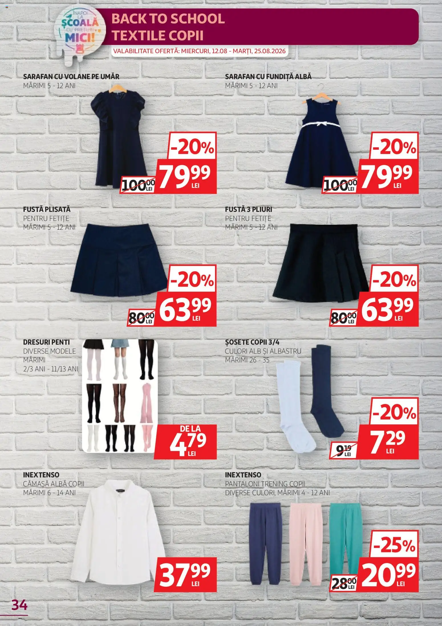 Catalog Auchan 12 - 24 August 2026 | Pagina 34 | Produse: Alba, Mici, Pantaloni, Șosete