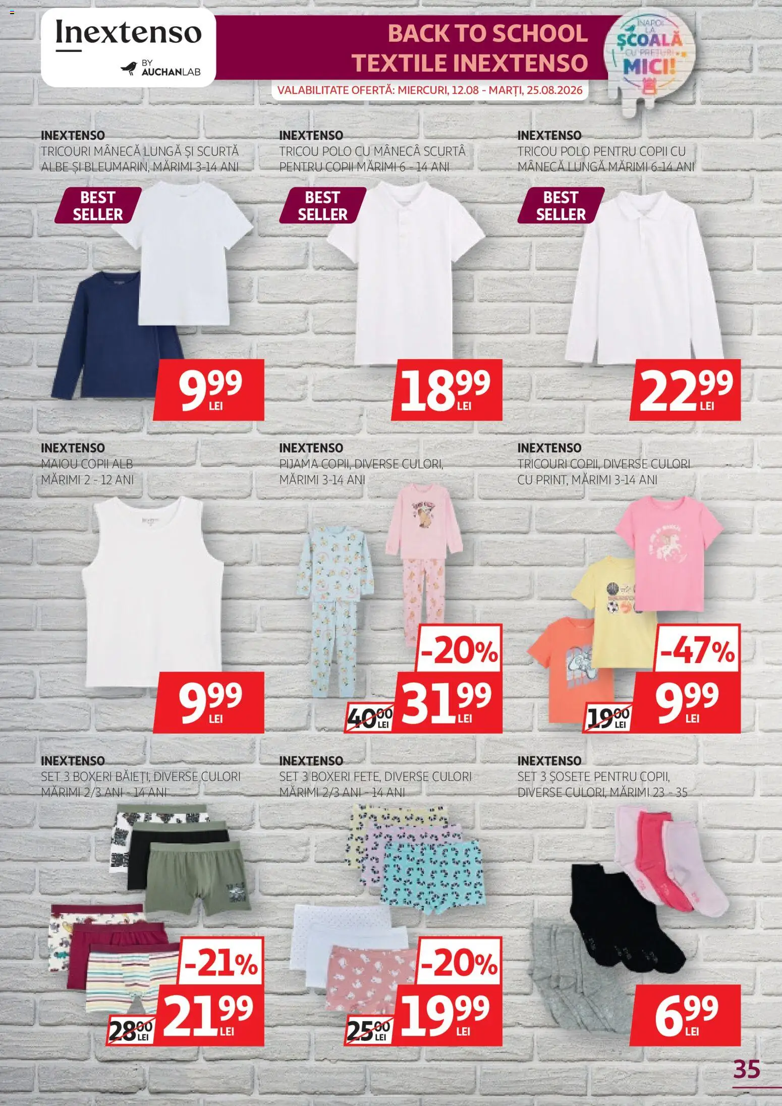 Catalog Auchan 12 - 24 August 2026 | Pagina 35 | Produse: Mici, Maiou, Șosete, Boxeri