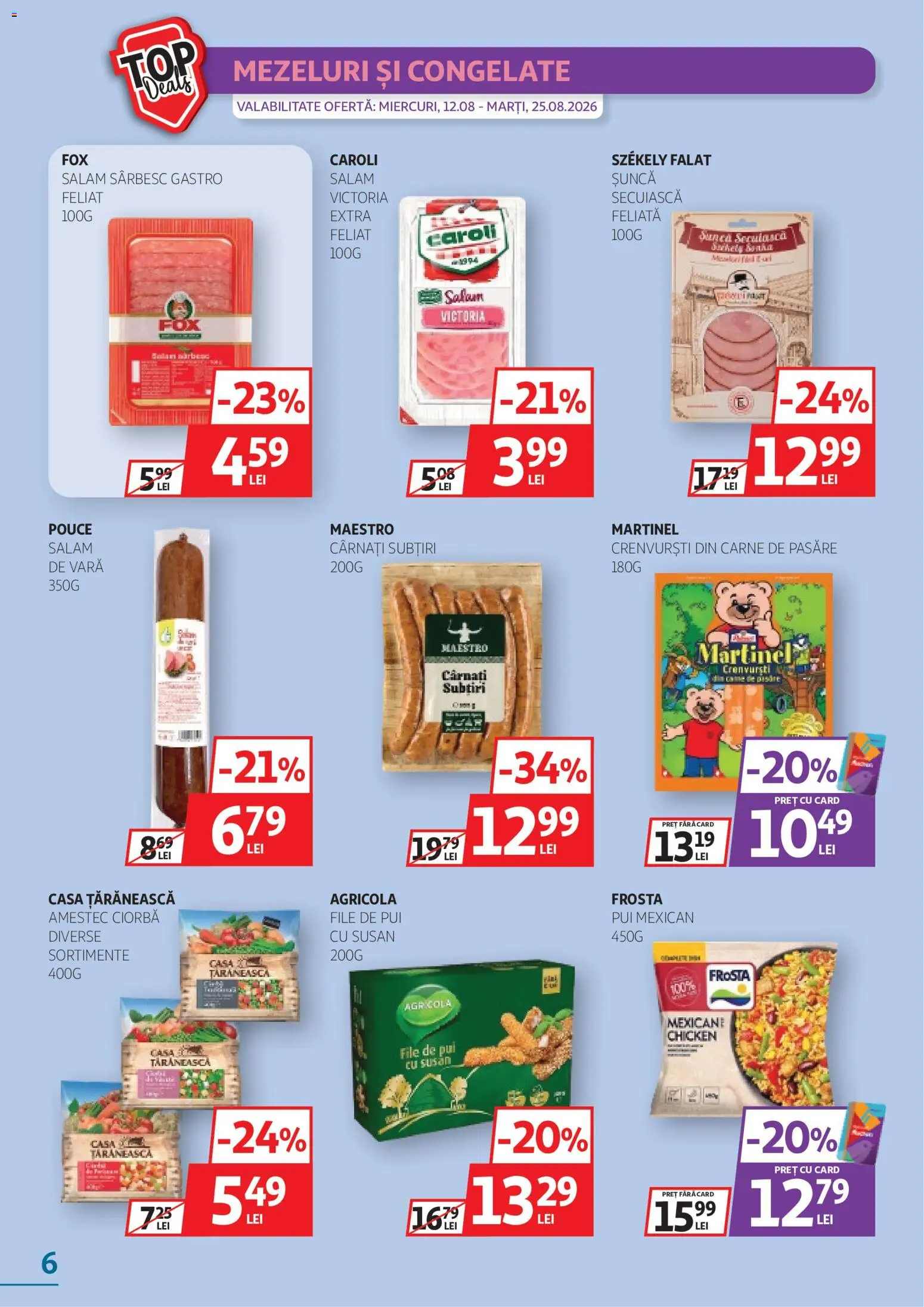 Catalog Auchan 12 - 24 August 2026 | Pagina 6 | Produse: Pui, Crenvurști, Salam, Șuncă