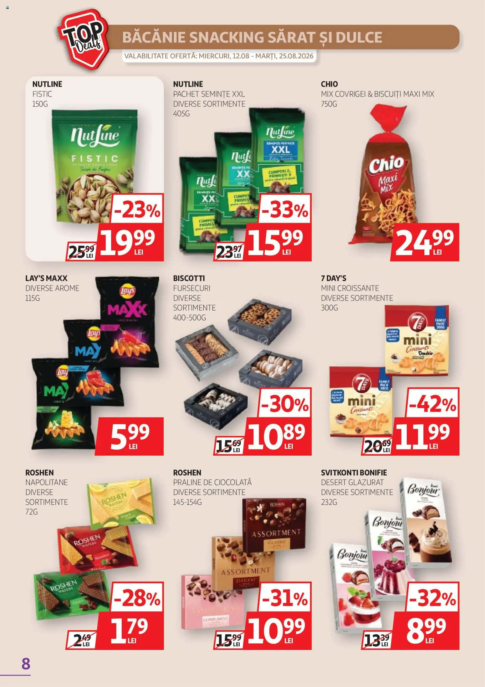 Catalog Auchan 12 - 24 August 2026 | Pagina 8 | Produse: Semințe, Napolitane, Covrigei, Fistic